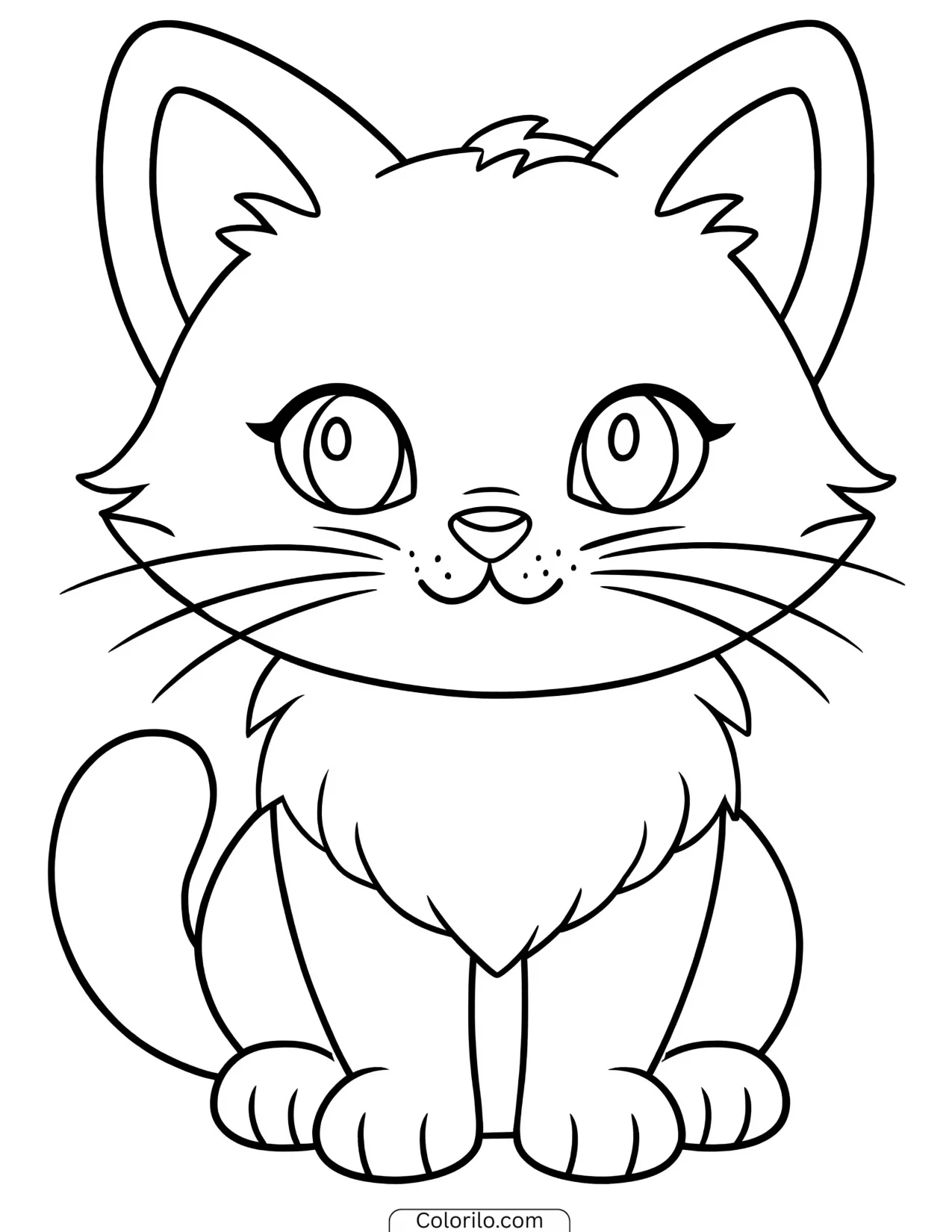 Kitten sitting neatly with its paws together coloring page