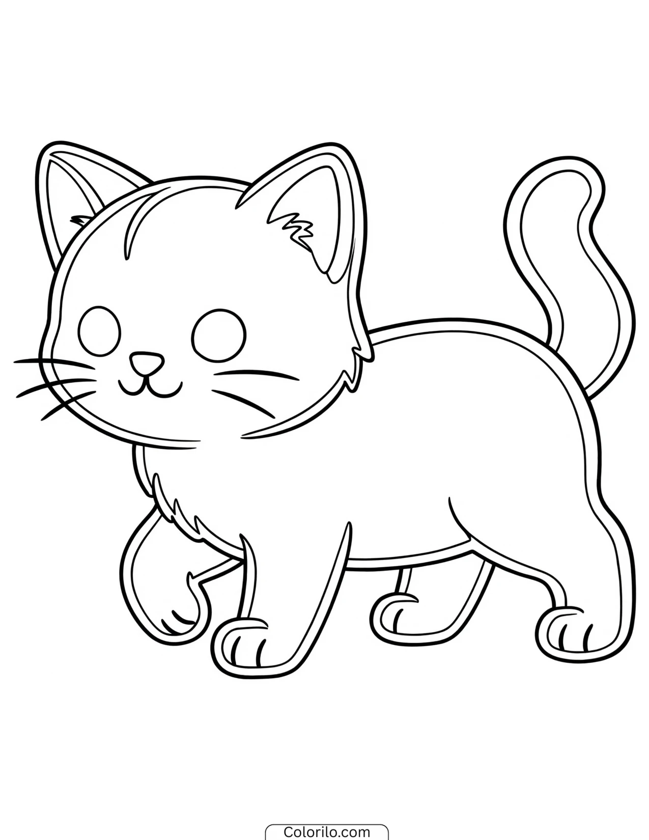 Kitten walking with one paw lifted coloring page