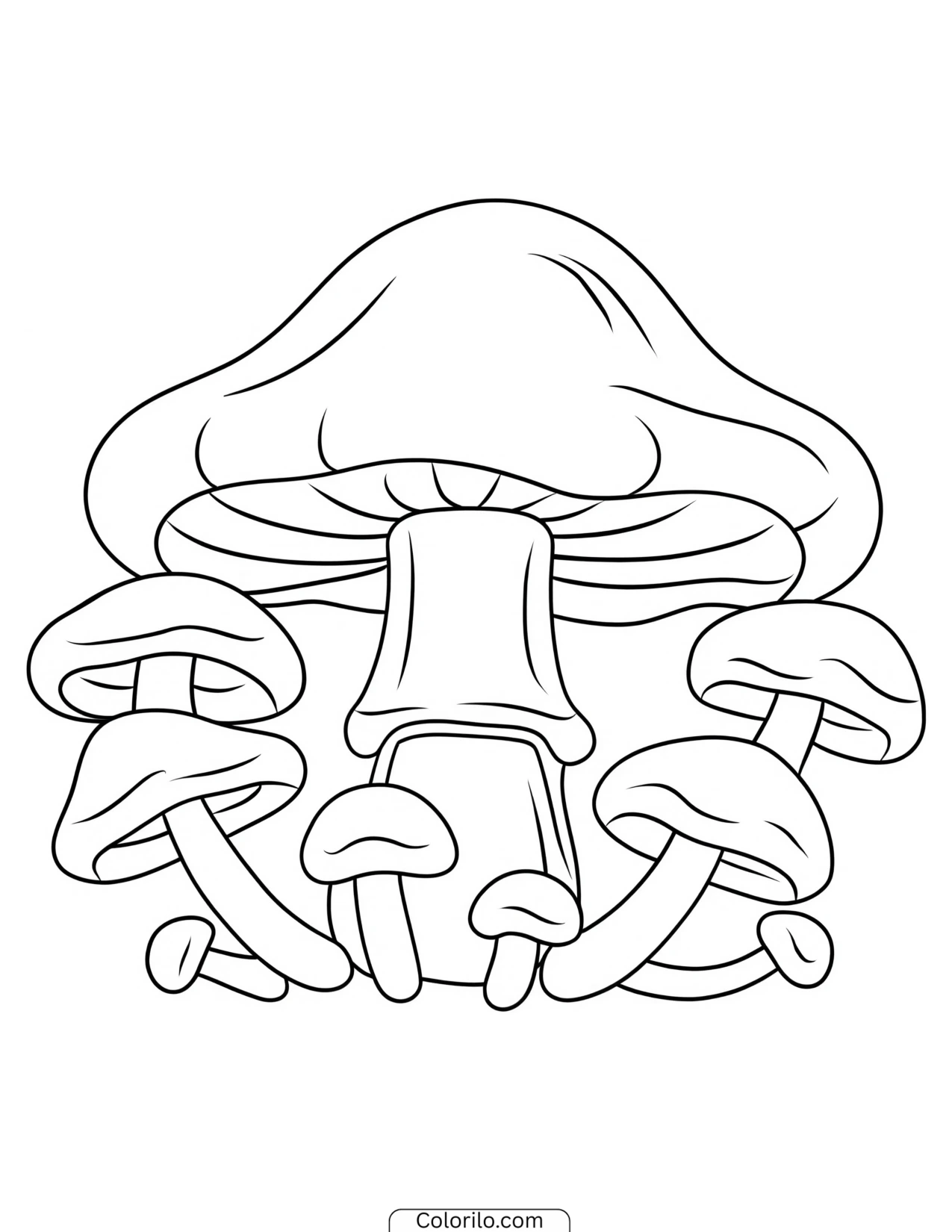 A large mushroom beside a smaller one coloring page
