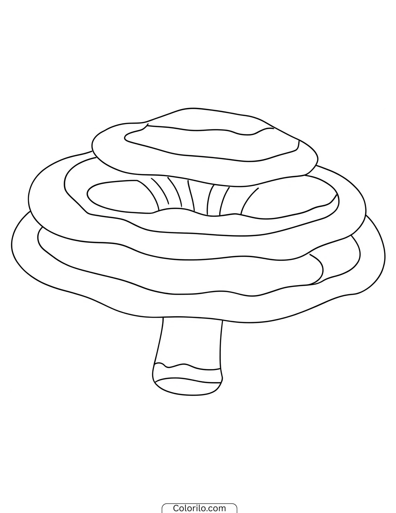 Mushroom with a layered ridged cap coloring page