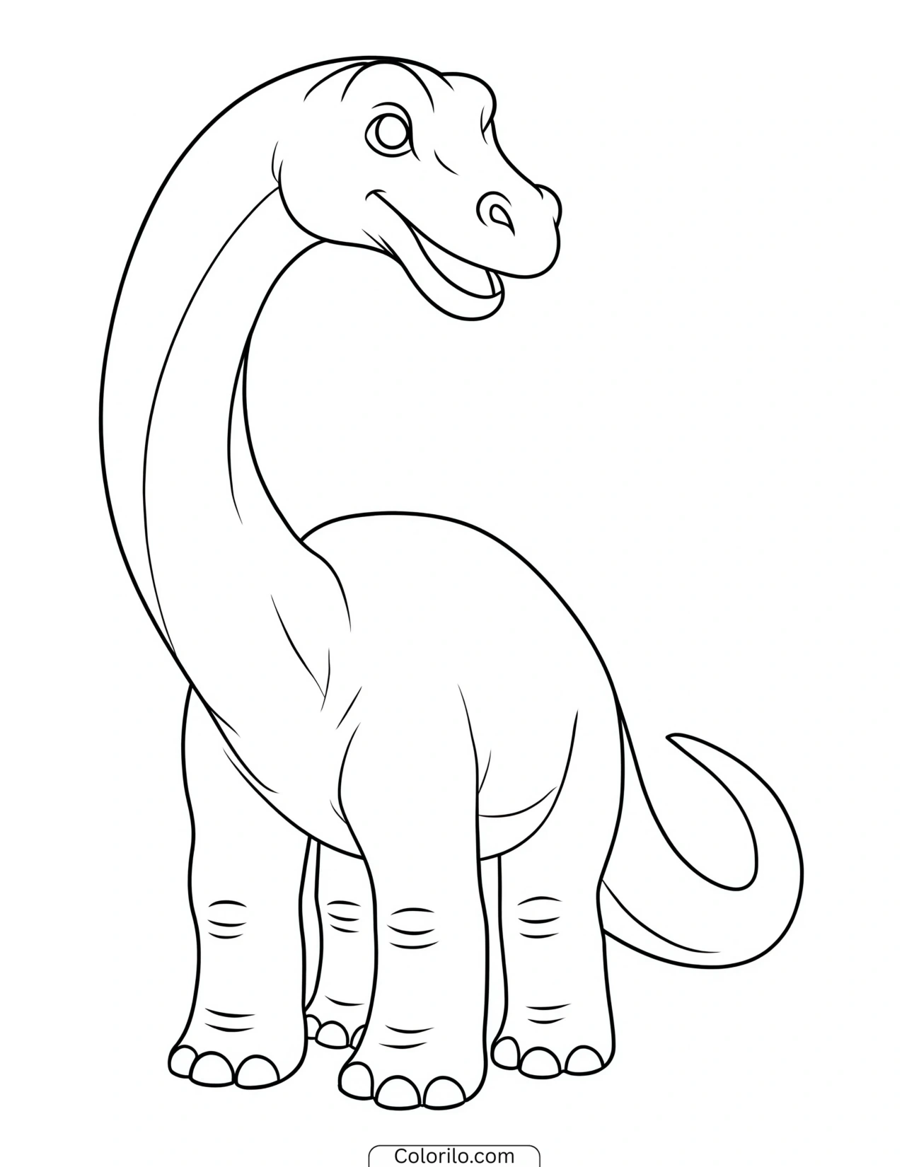 Long-necked sauropod turning to look behind it coloring page