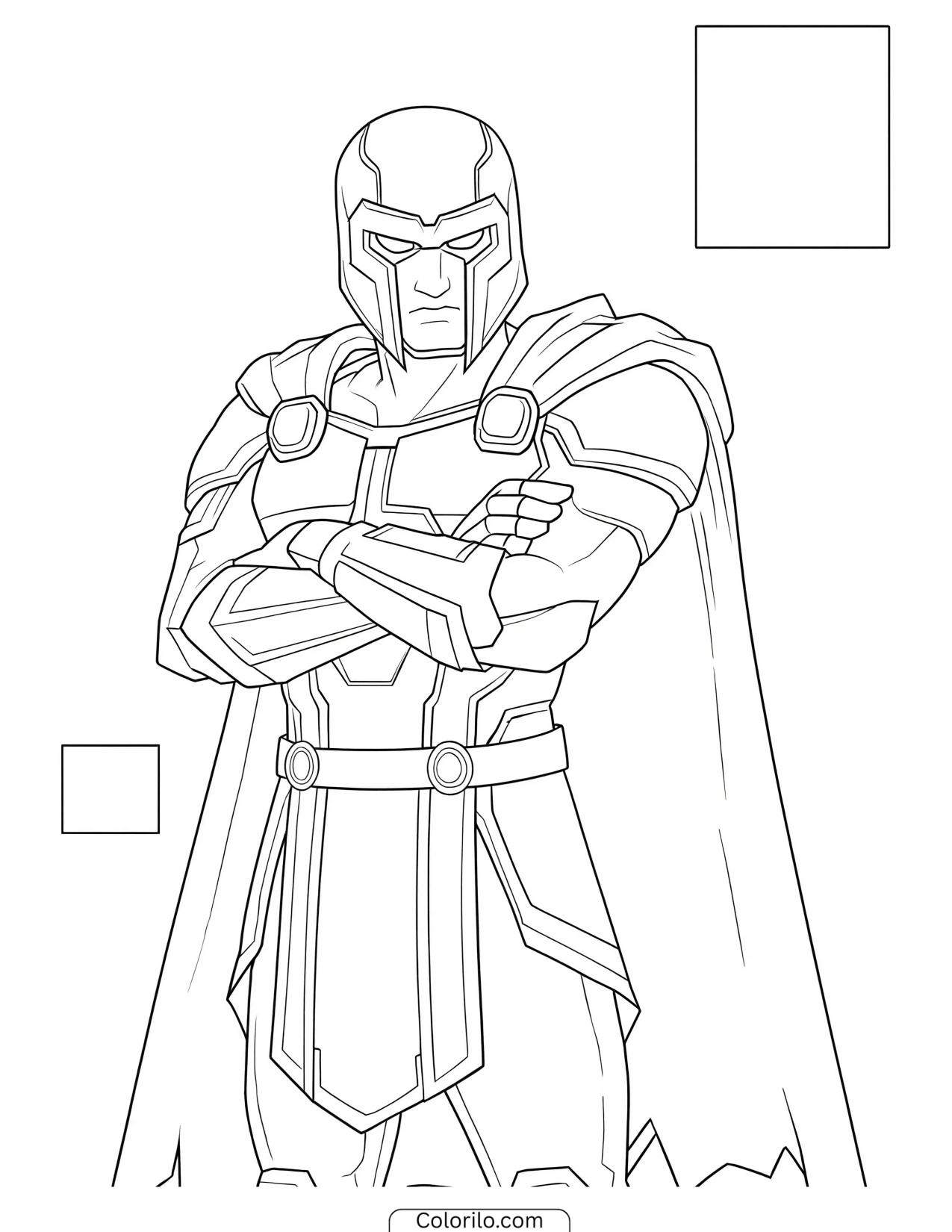 Magneto standing with his arms crossed coloring page
