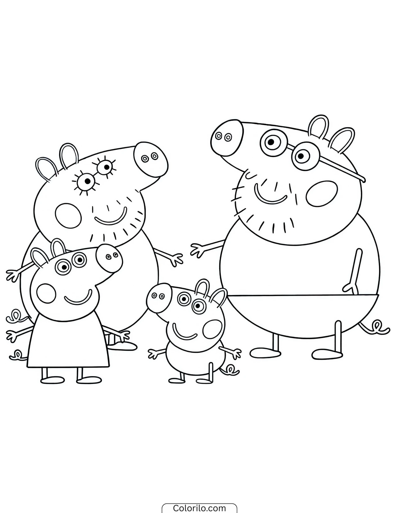Mixed-up portrait of the pig family coloring page