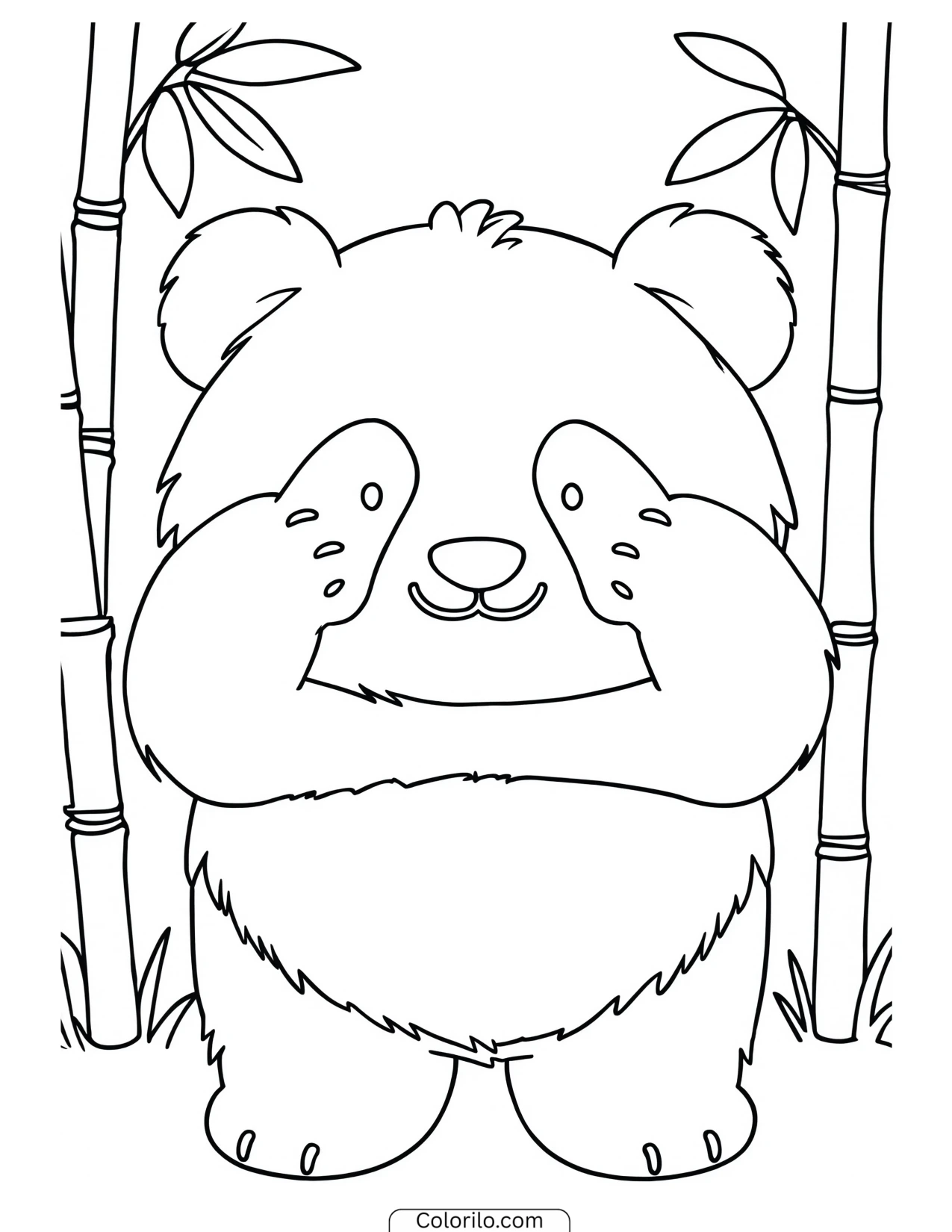 Panda resting both paws on its cheeks coloring page