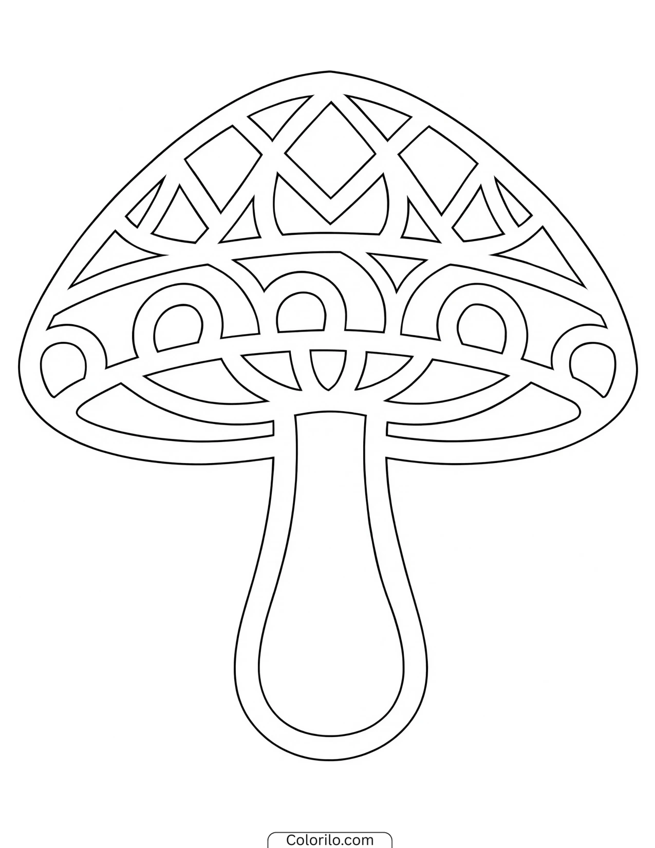 Mushroom with a decoratively patterned cap coloring page