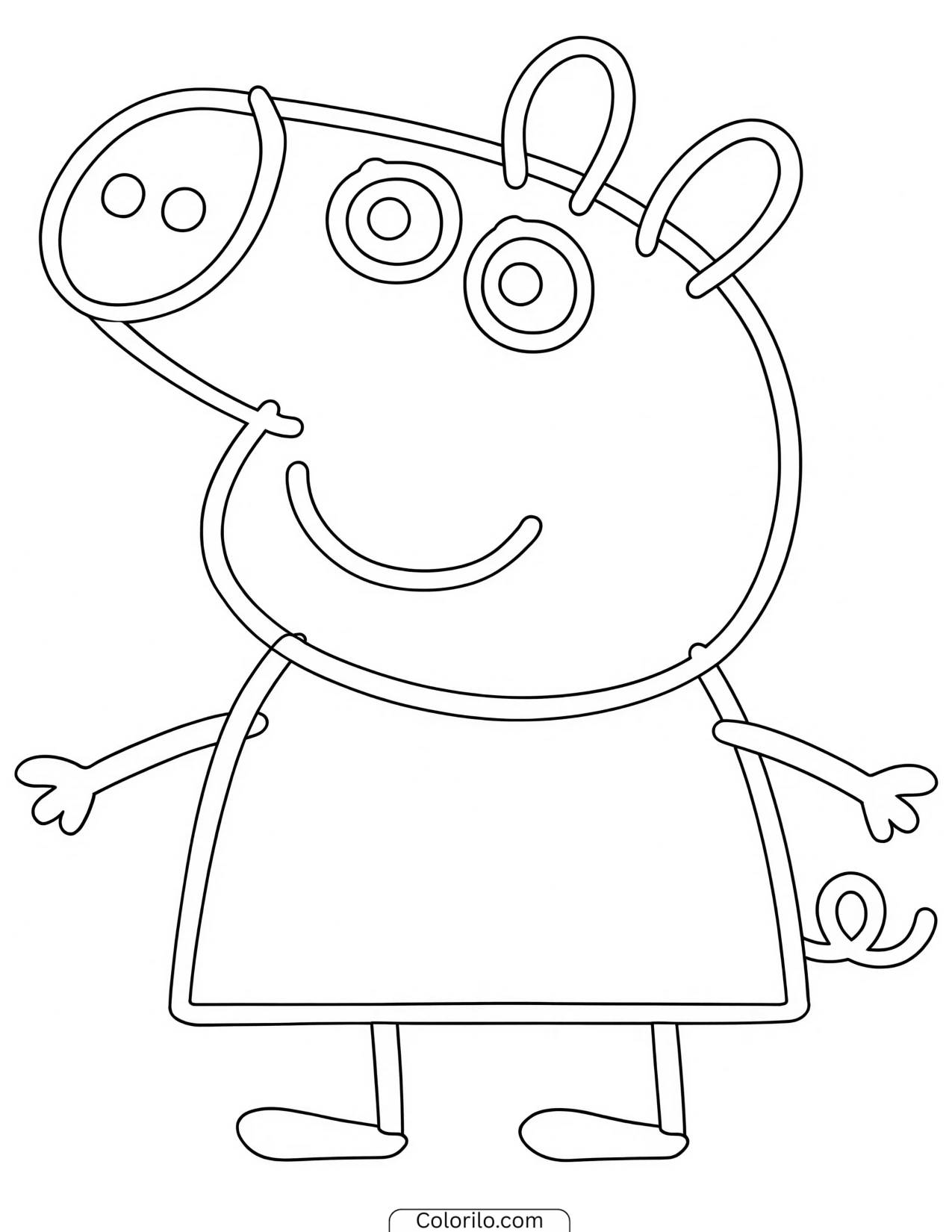 Peppa standing cheerfully coloring page