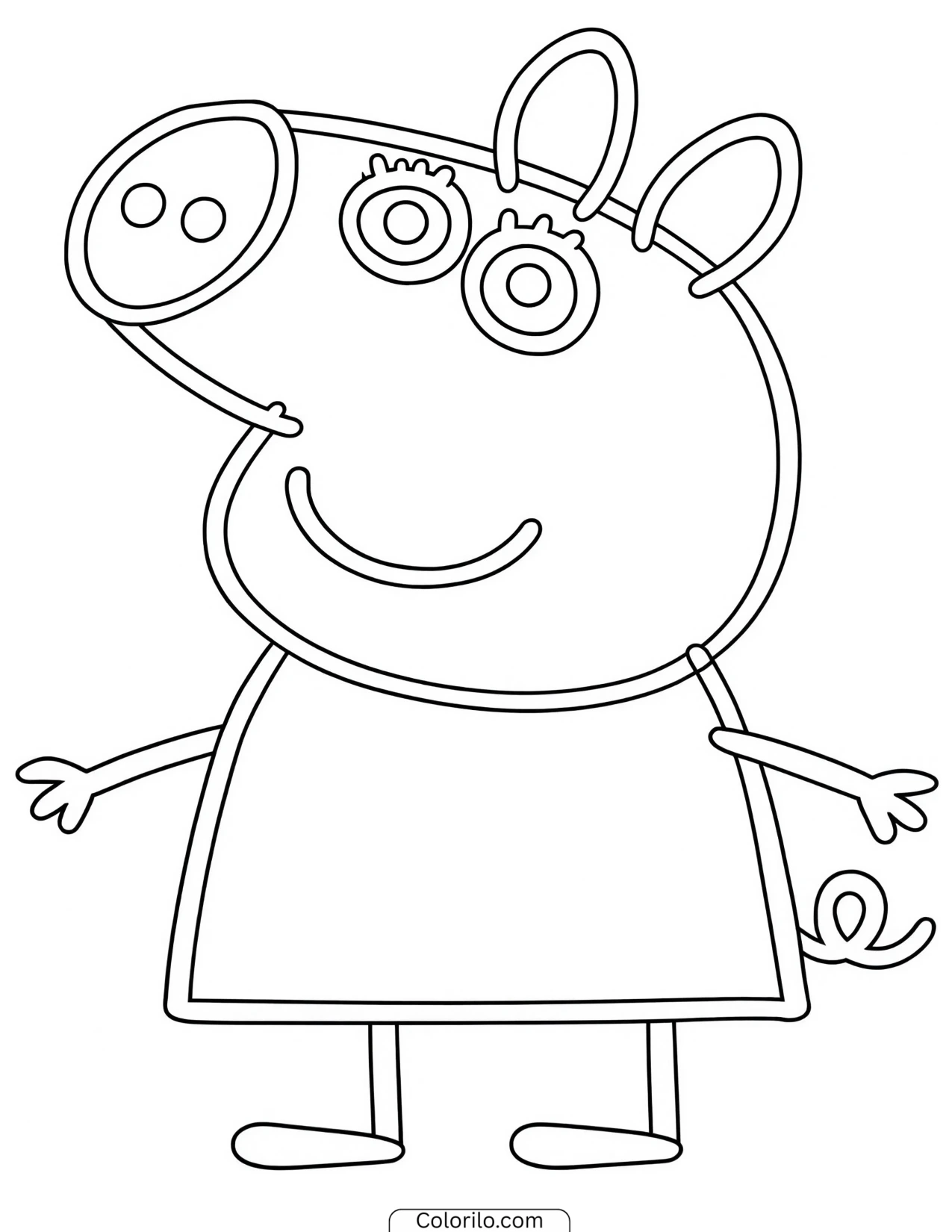 Peppa standing and facing left coloring page