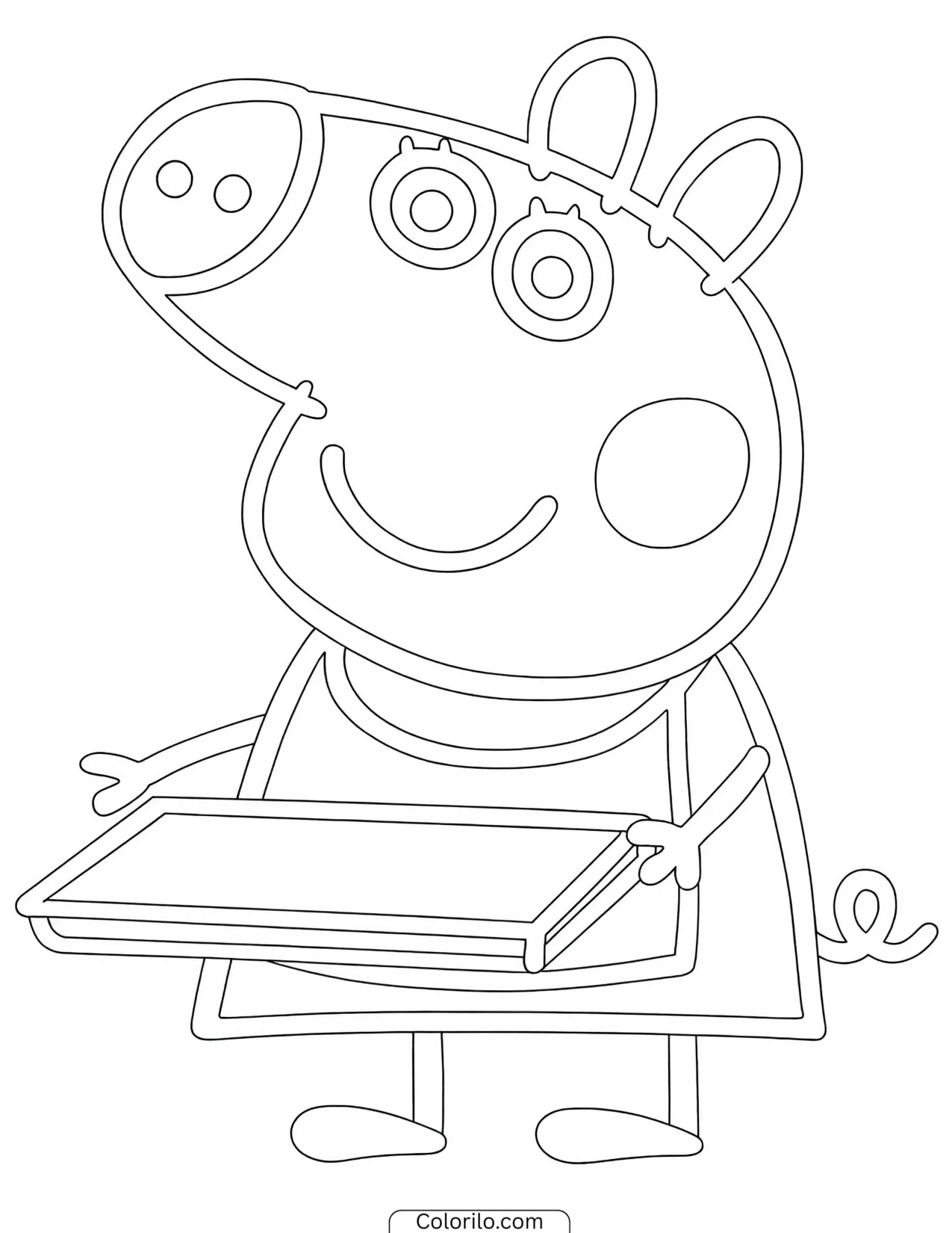 Peppa carrying a tray coloring page