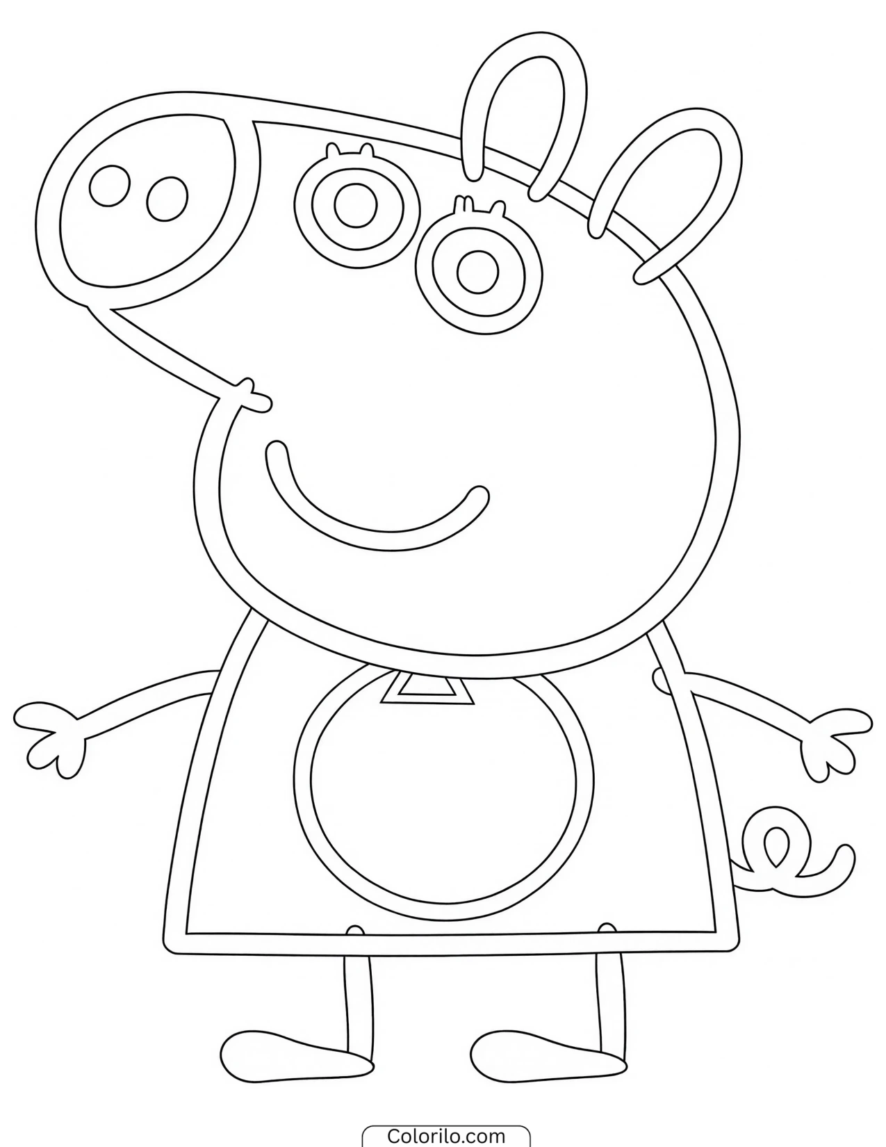 Peppa standing in a simple pose coloring page
