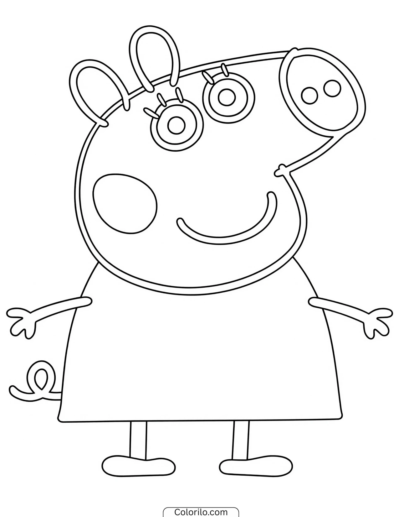 Peppa standing and looking to the right coloring page