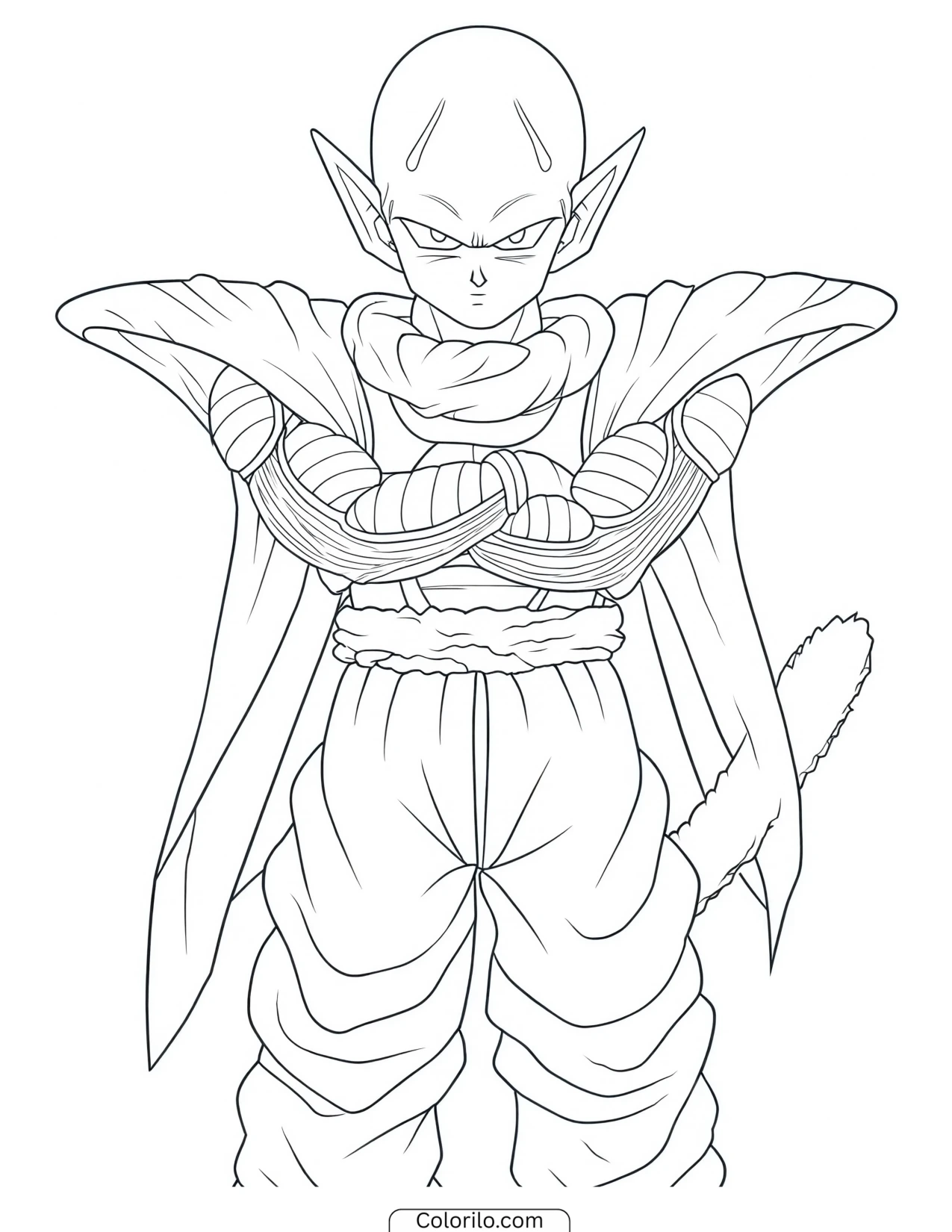 Piccolo standing with his arms crossed coloring page