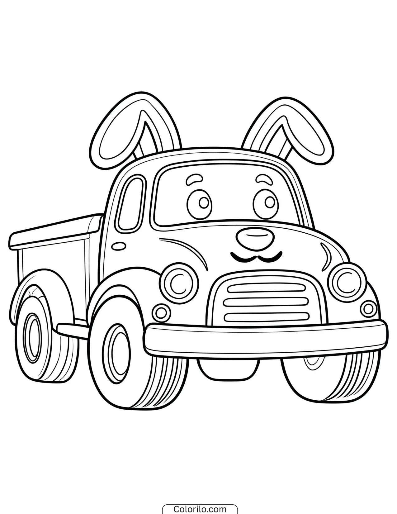 Cartoon monster truck with puppy ears coloring page