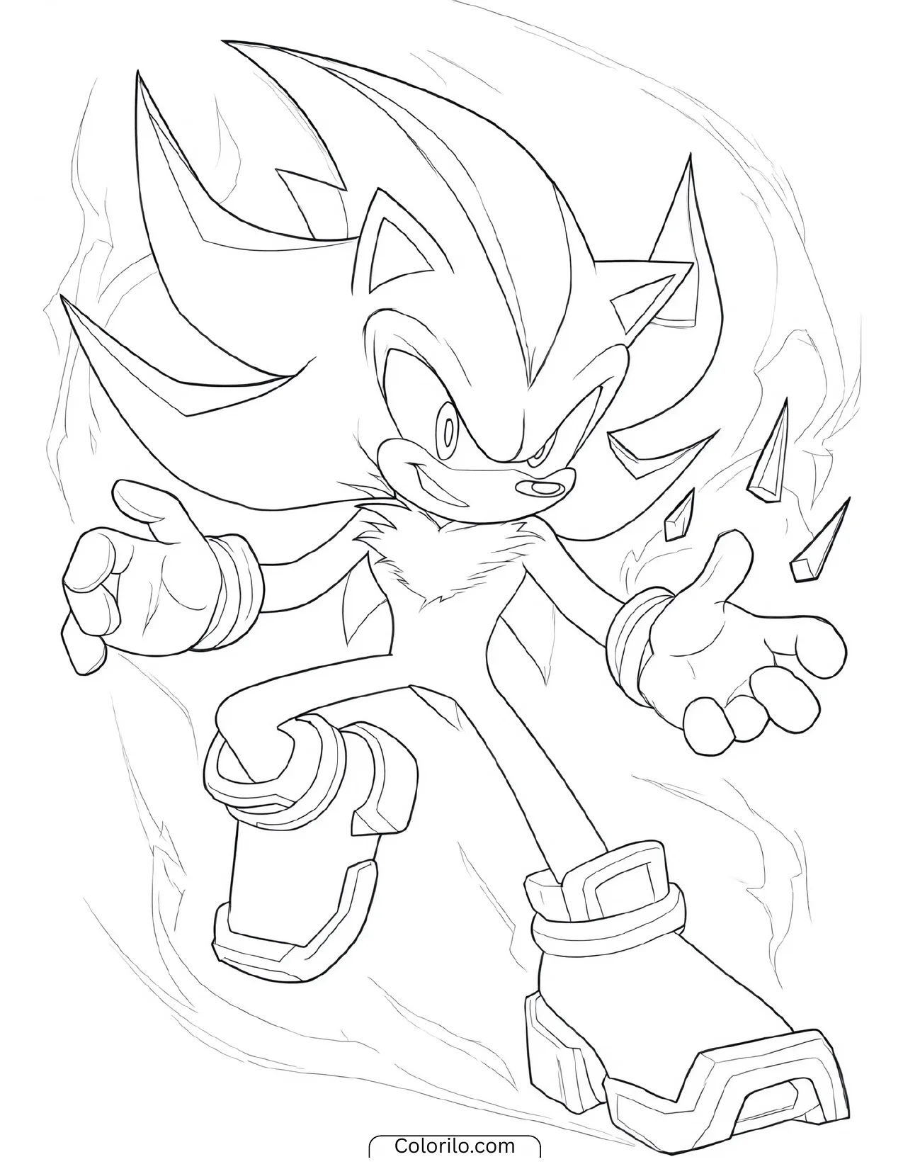 Shadow the Hedgehog channeling energy coloring page