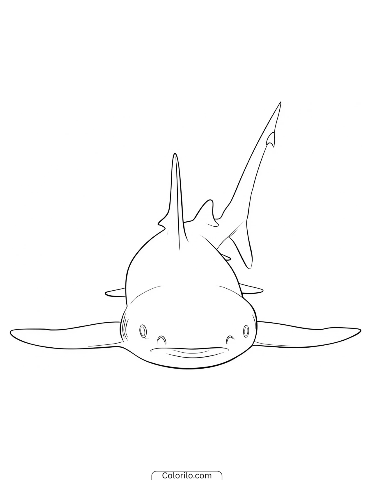 Shark cruising steadily through open water coloring page