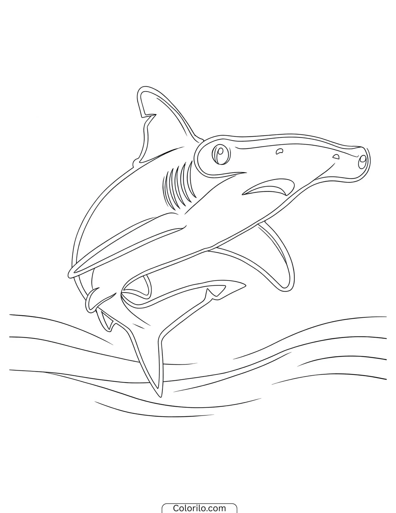 Shark leaping out of the water coloring page