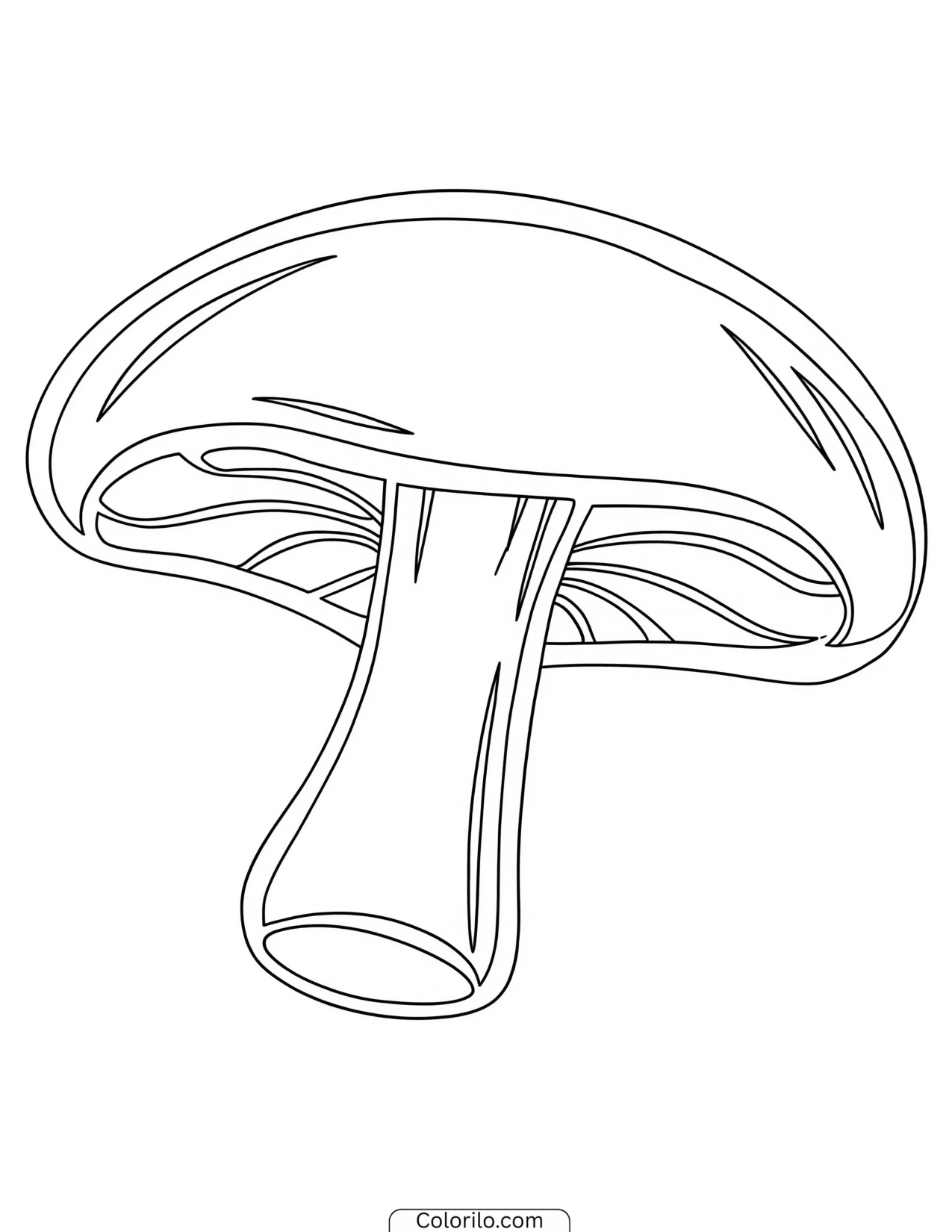 A single slim mushroom standing alone coloring page