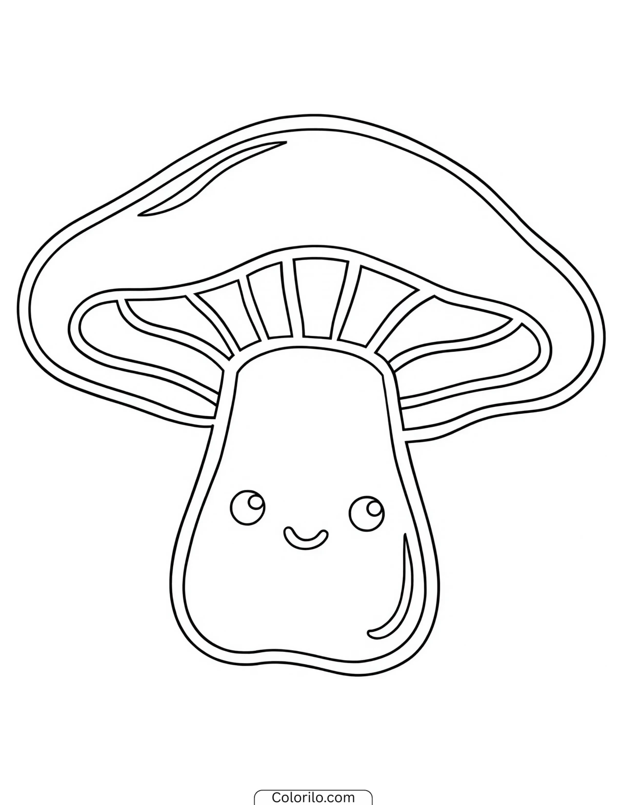 Cheerful cartoon mushroom with a smiling face coloring page