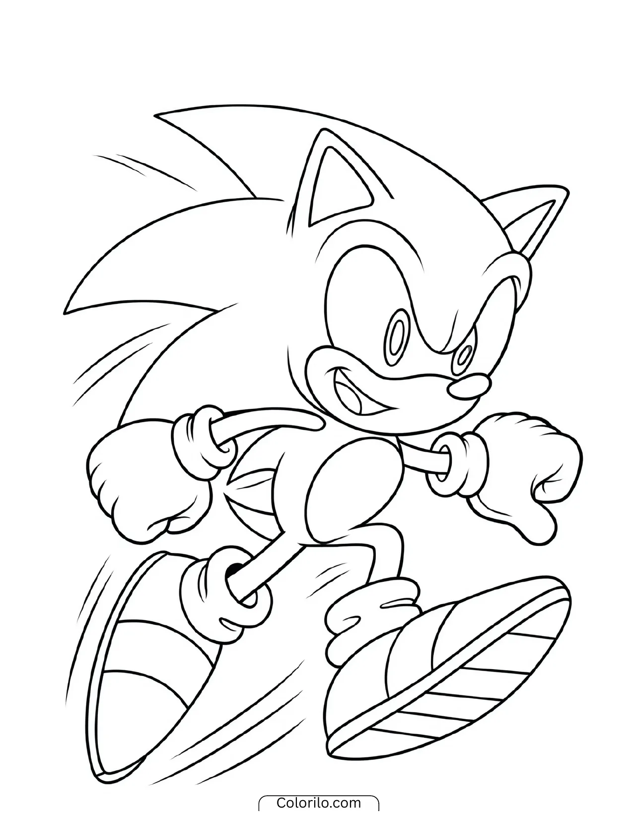 Sonic the Hedgehog running at full speed coloring page