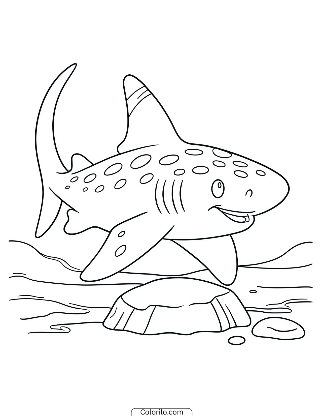 Shark shown swimming in side profile coloring page