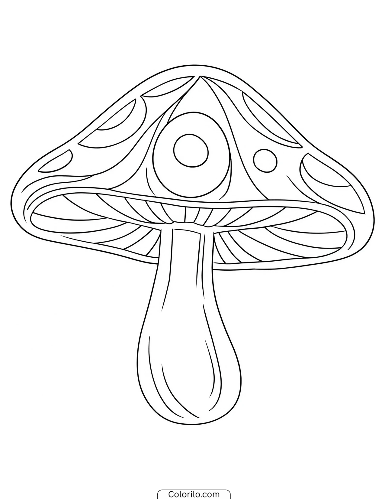 Mushroom with swirling patterns on its cap coloring page