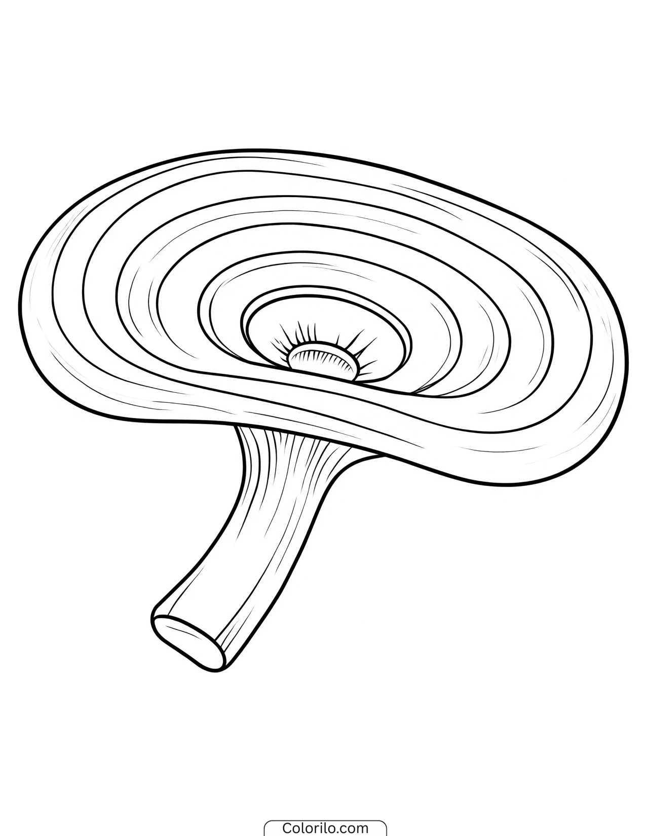 Mushroom with a stem tapering toward the base coloring page