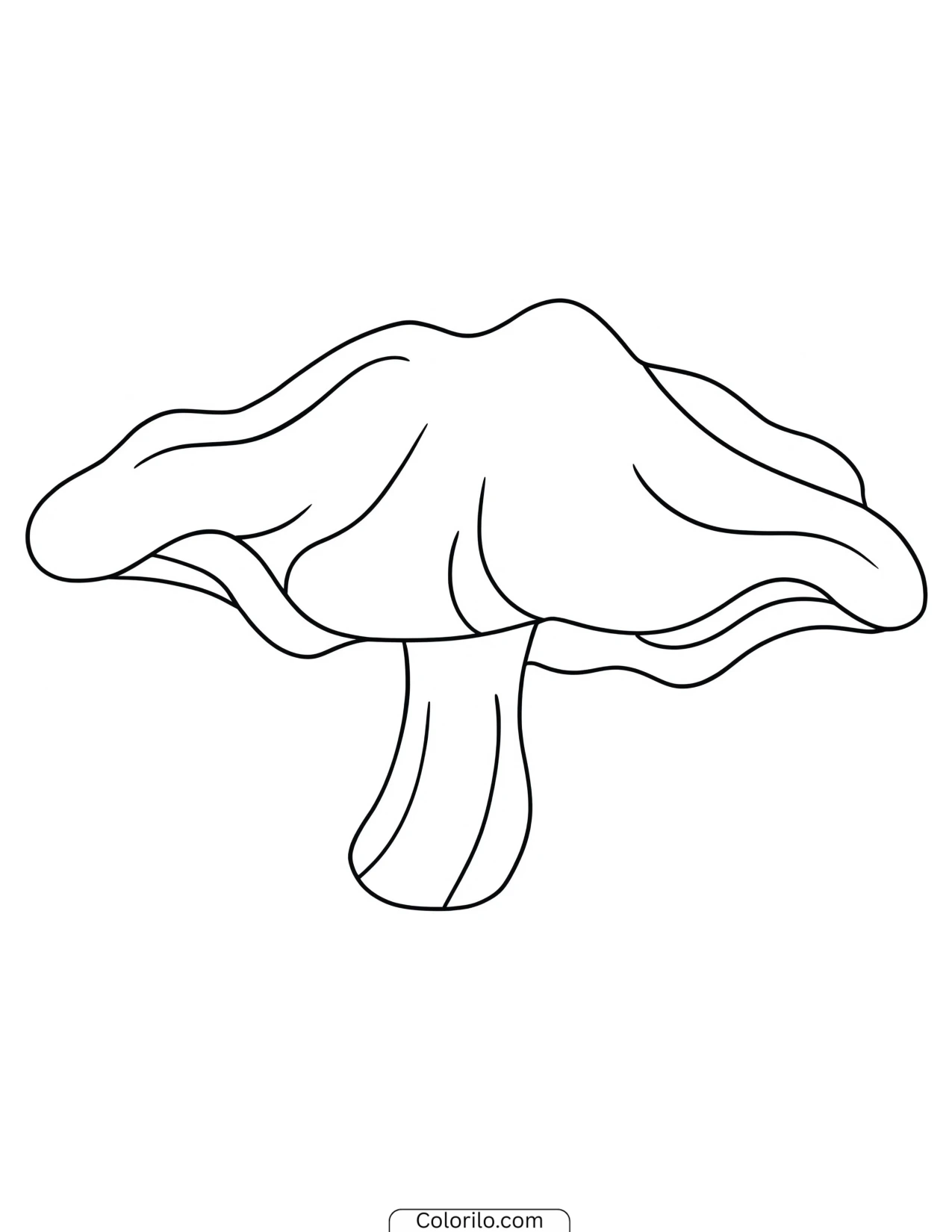 Mushroom with its cap tilted to one side coloring page