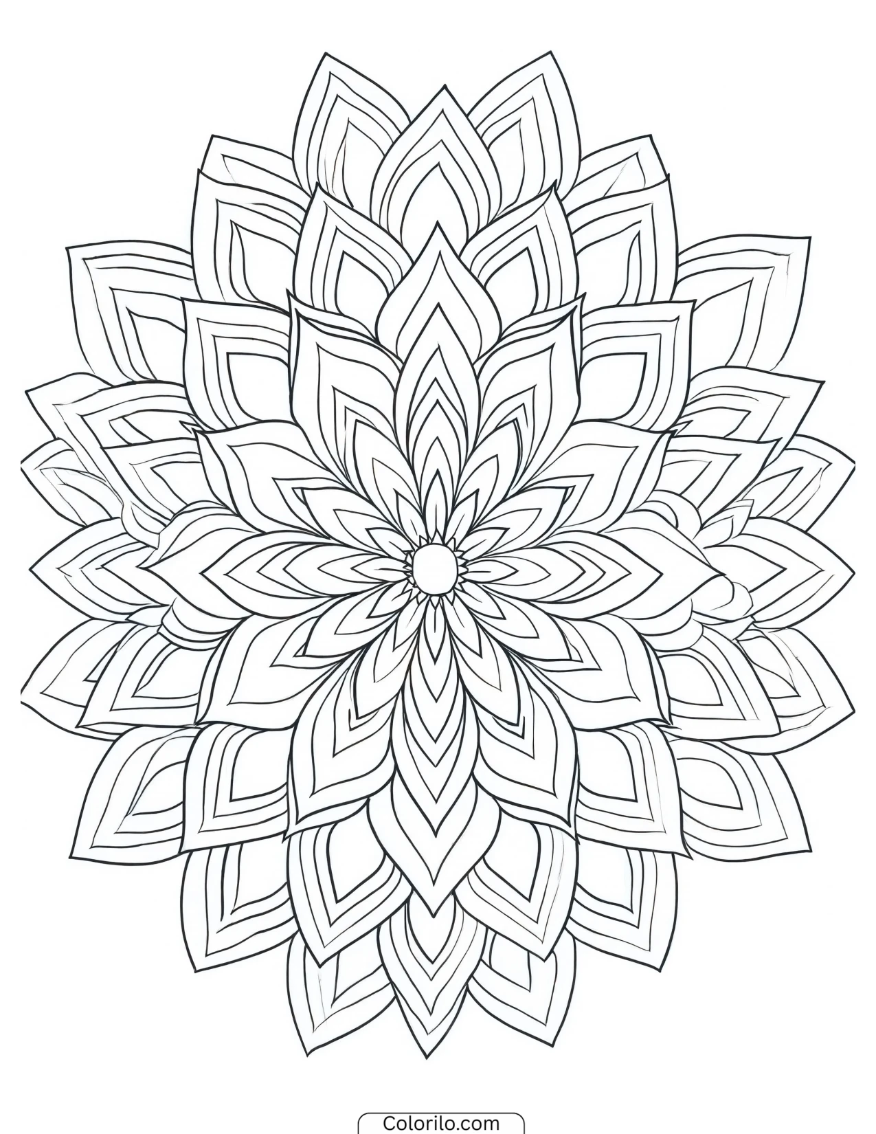 Twelve-fold lotus bloom mandala coloring page