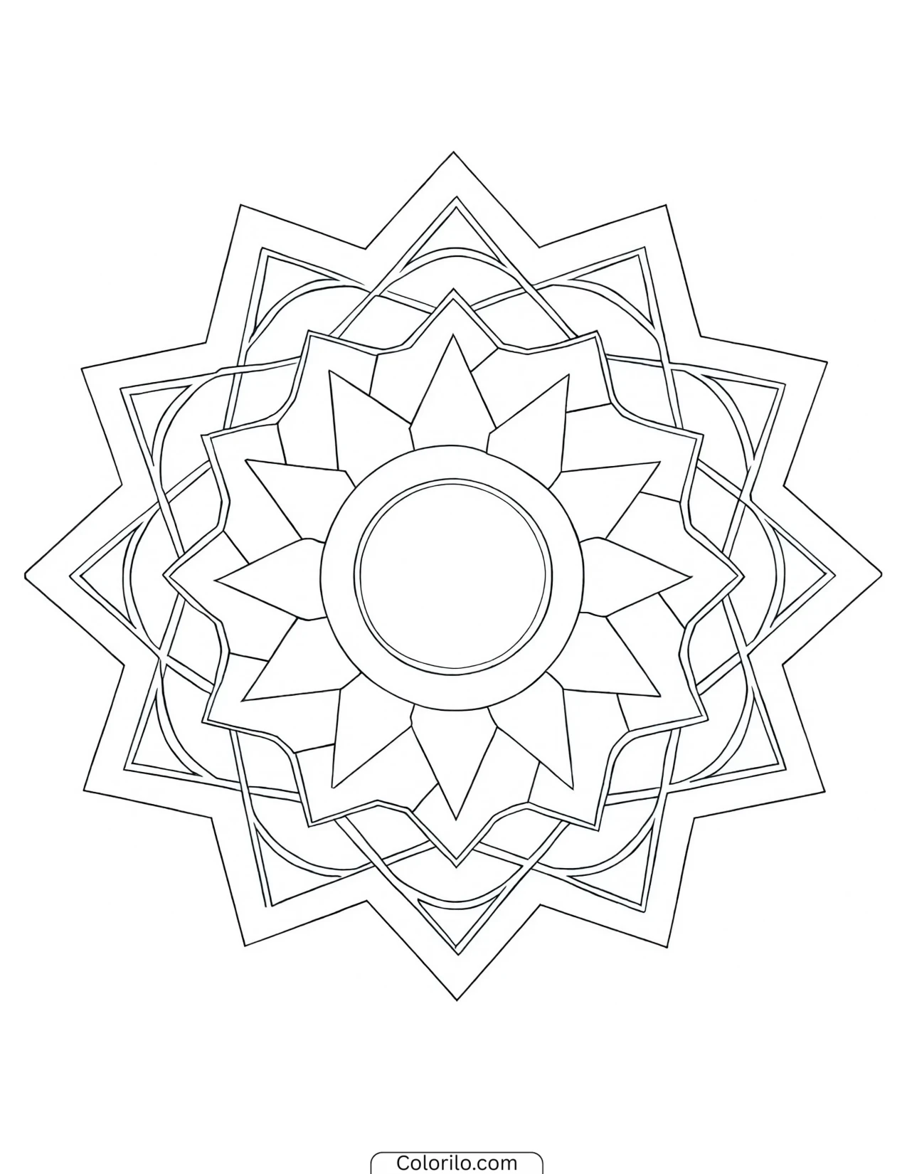 Twelve-point star with interlaced lines coloring page