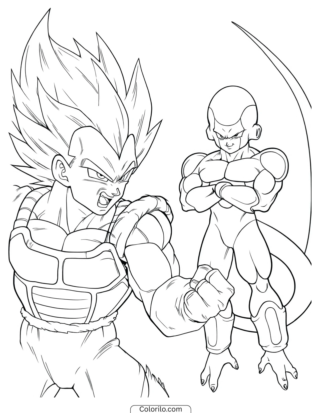 Vegeta shouting at Frieza coloring page