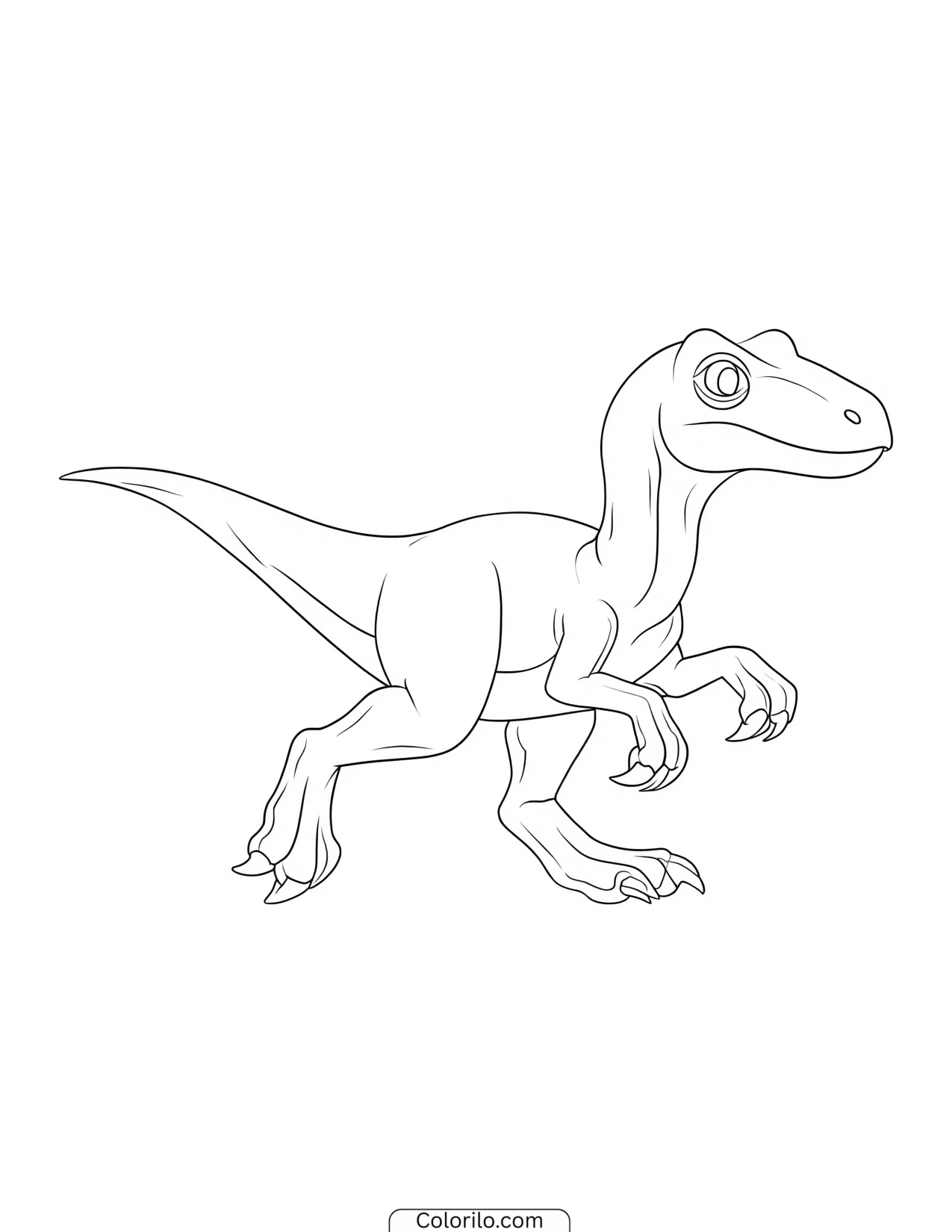 Velociraptor standing alert and watchful coloring page