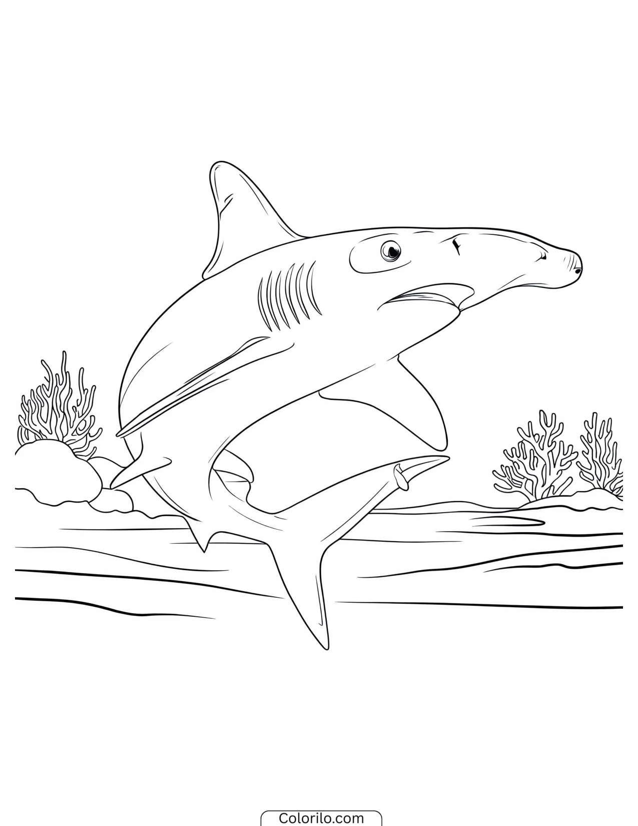 Line art of a whale shark coloring page