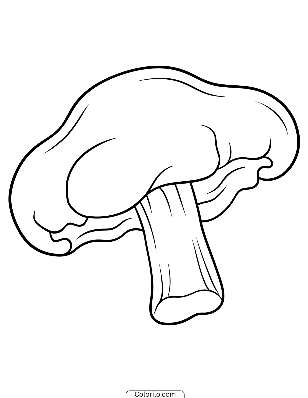 Mushroom with a wide flattened cap coloring page