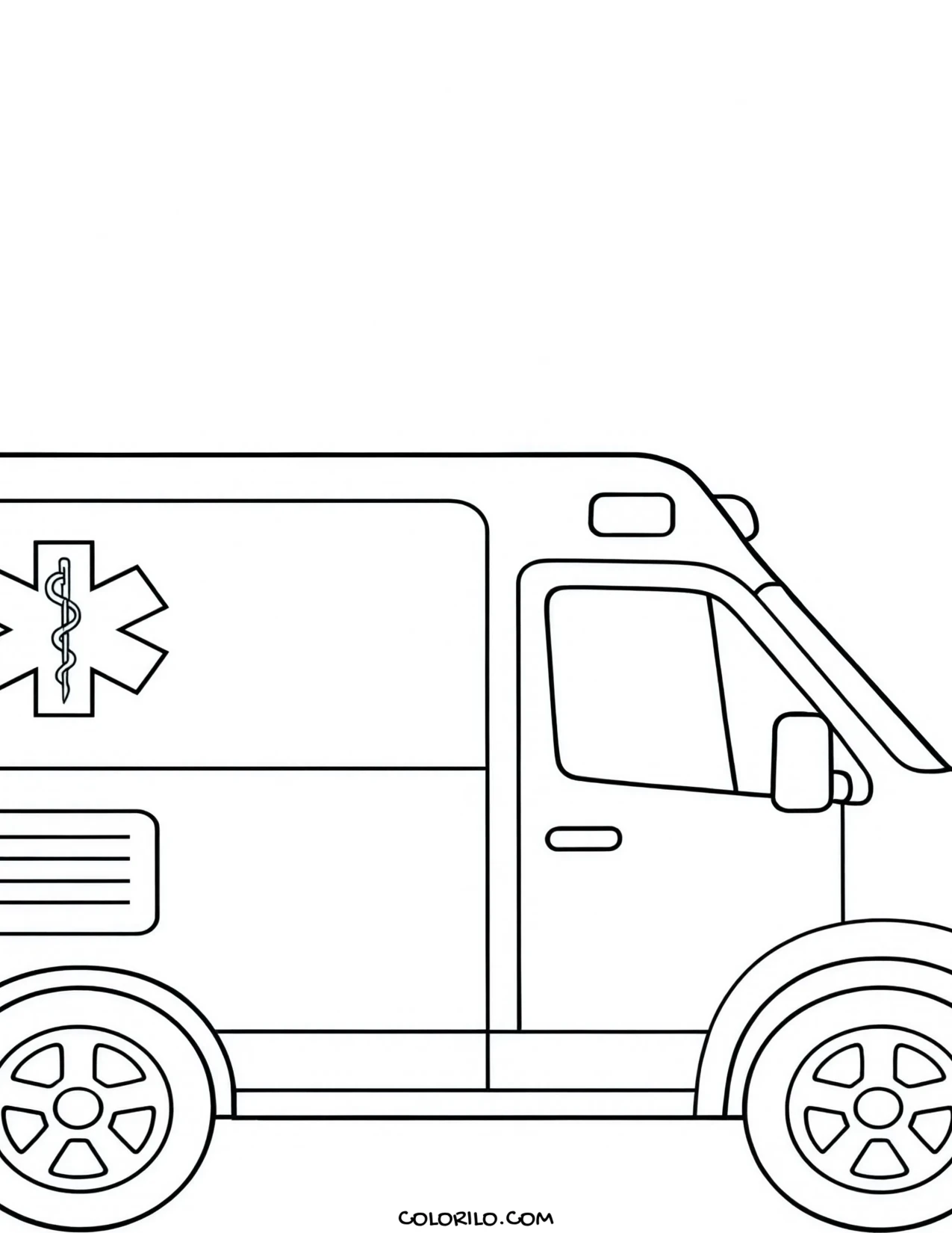 An ambulance seen from the side coloring page