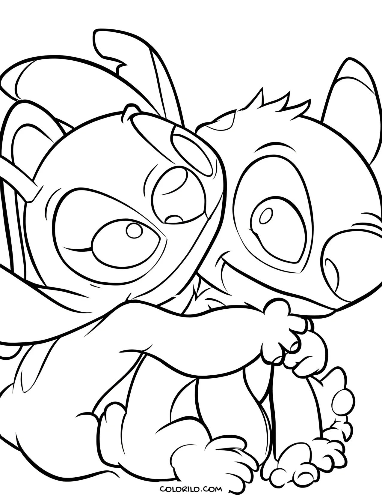 Angel hugging Stitch coloring page