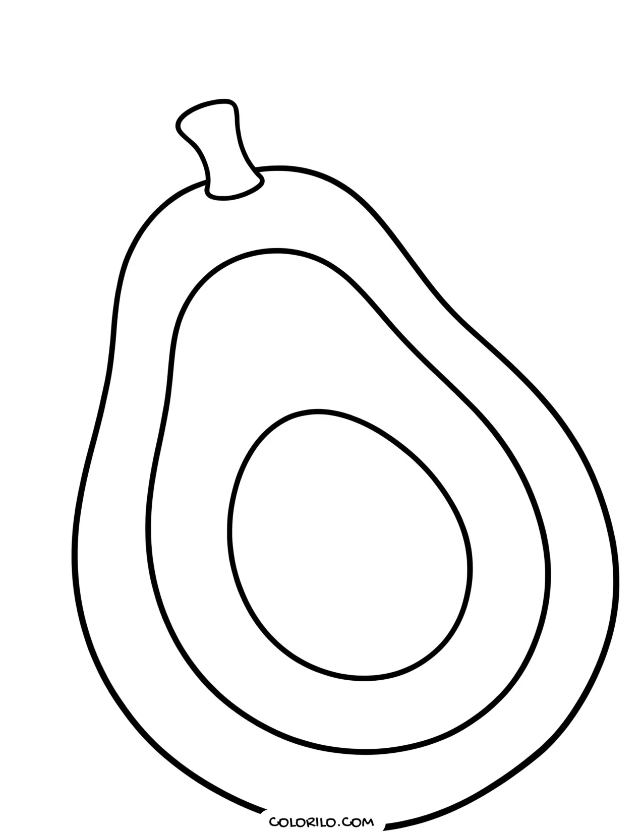 A whole avocado in outline coloring page
