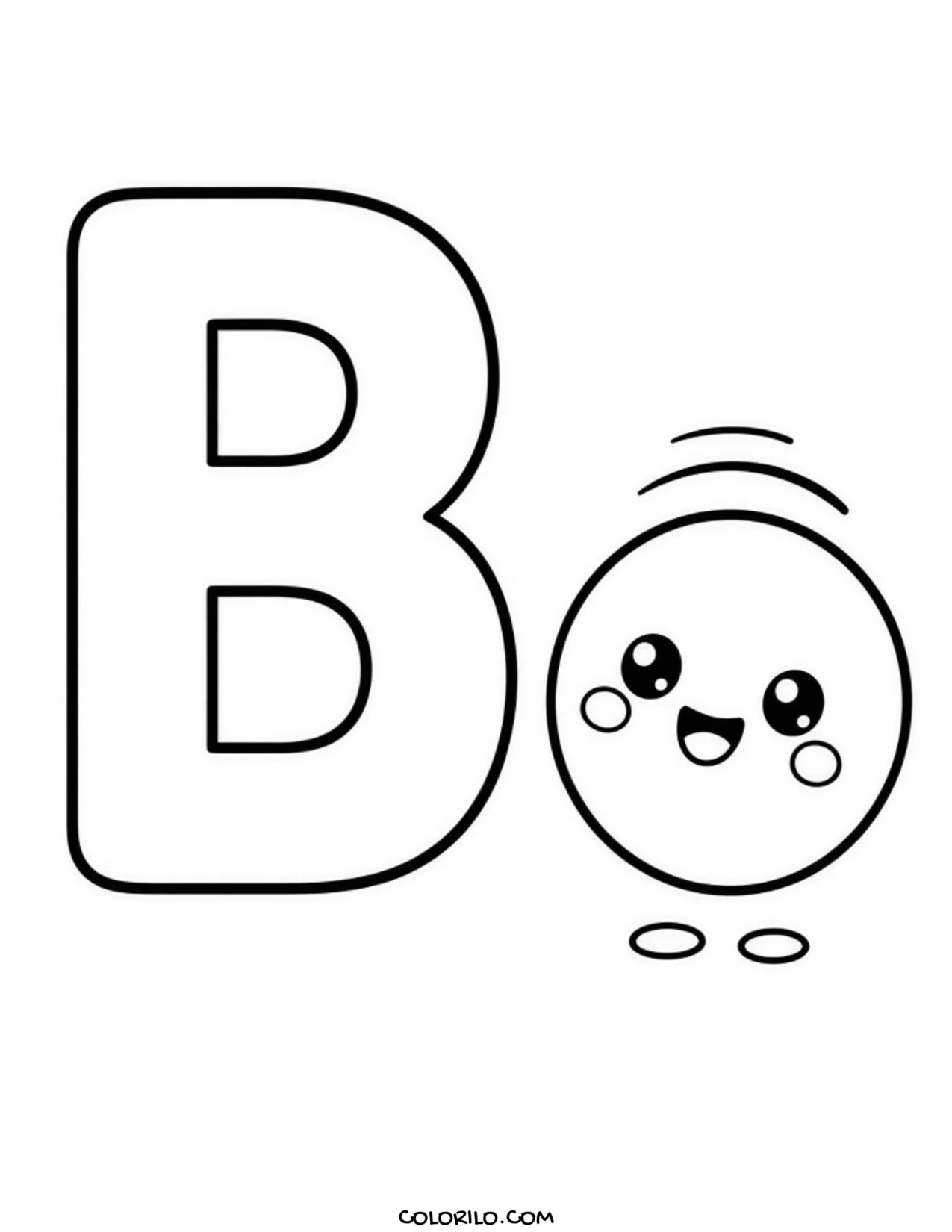 The letter B with a ball coloring page