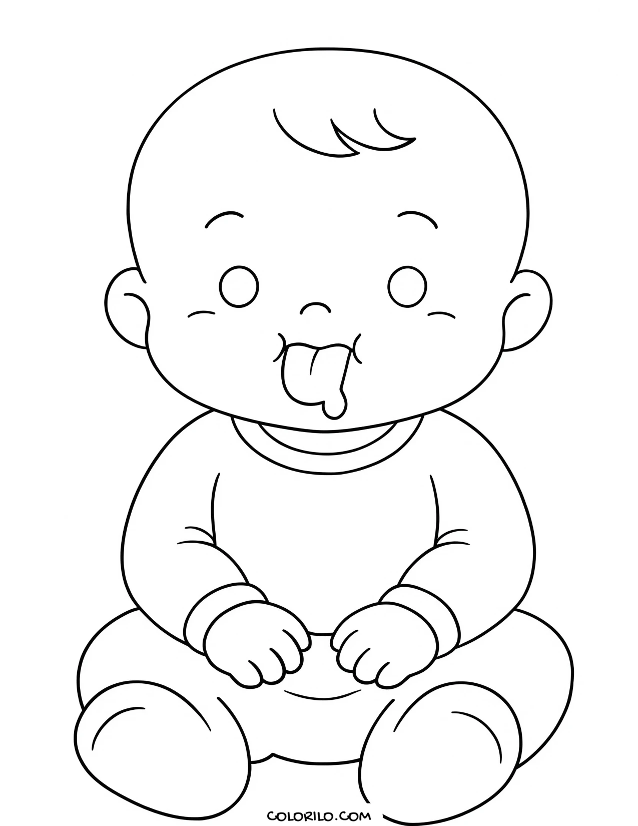 A baby blowing a raspberry coloring page