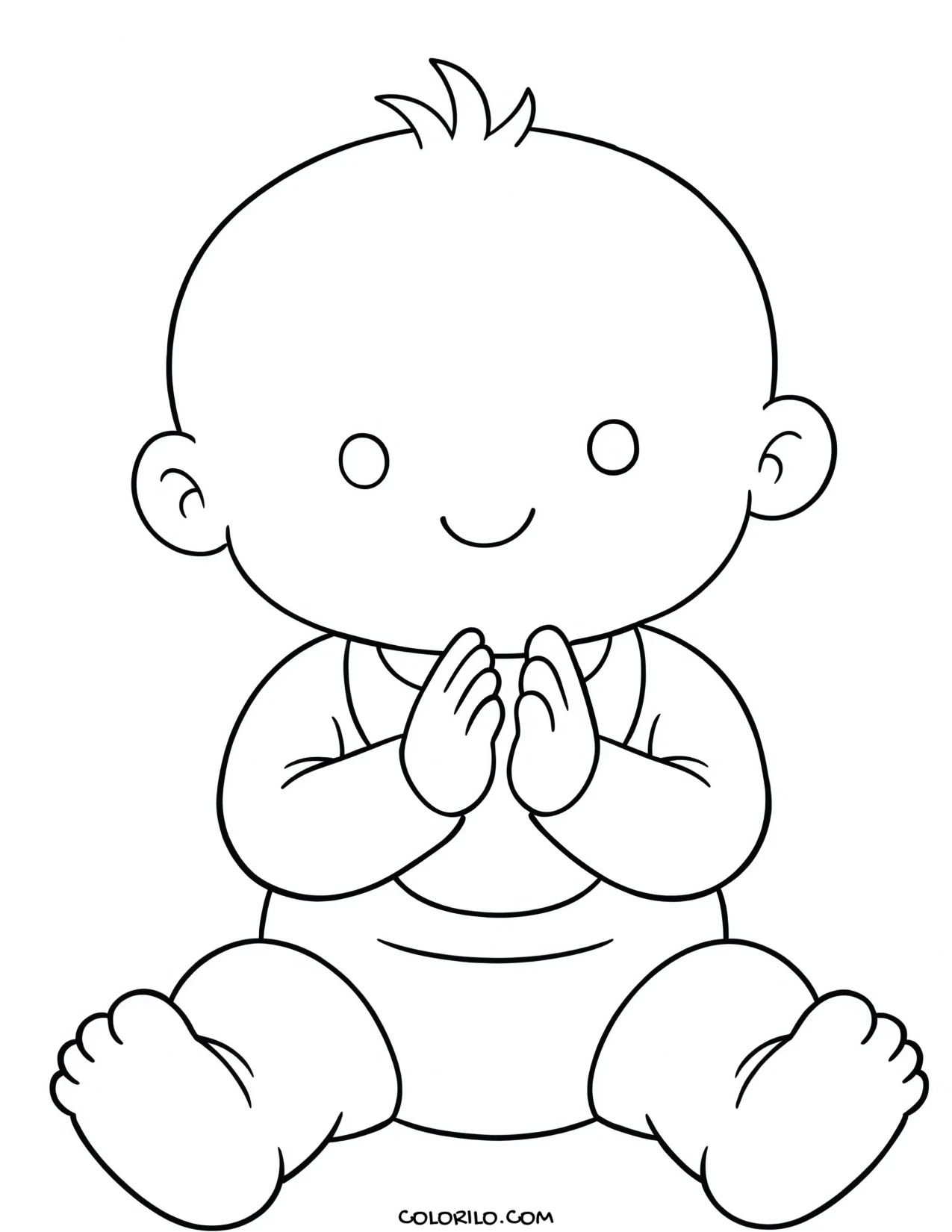 A baby clapping its hands coloring page