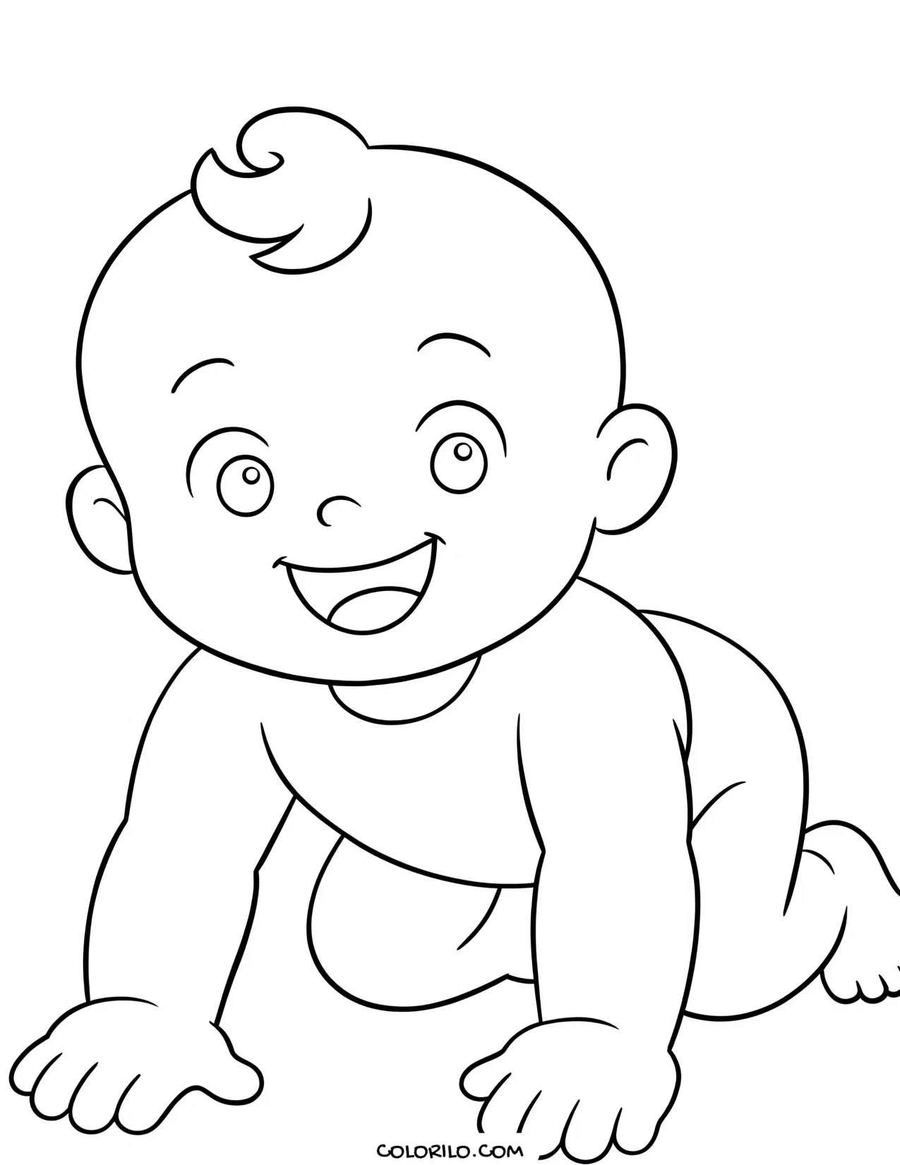 A smiling baby crawling coloring page