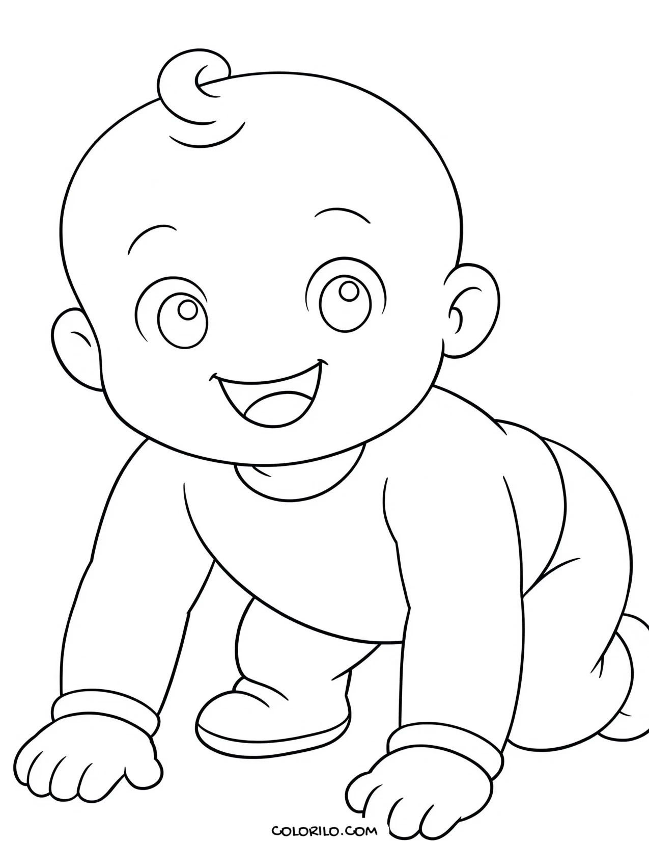 A baby crawling coloring page