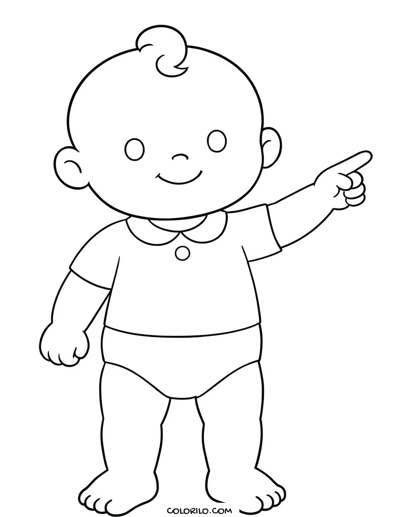 A baby pointing at something coloring page