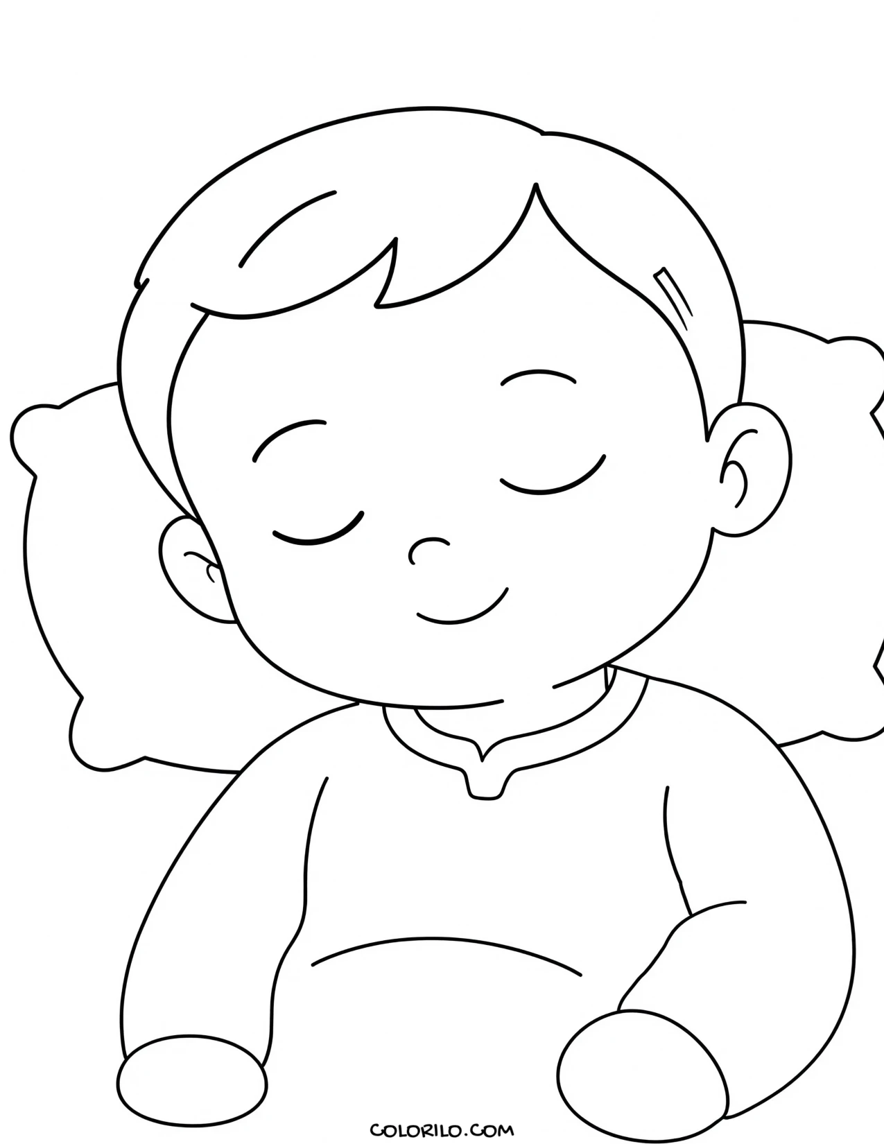 A sleeping baby coloring page