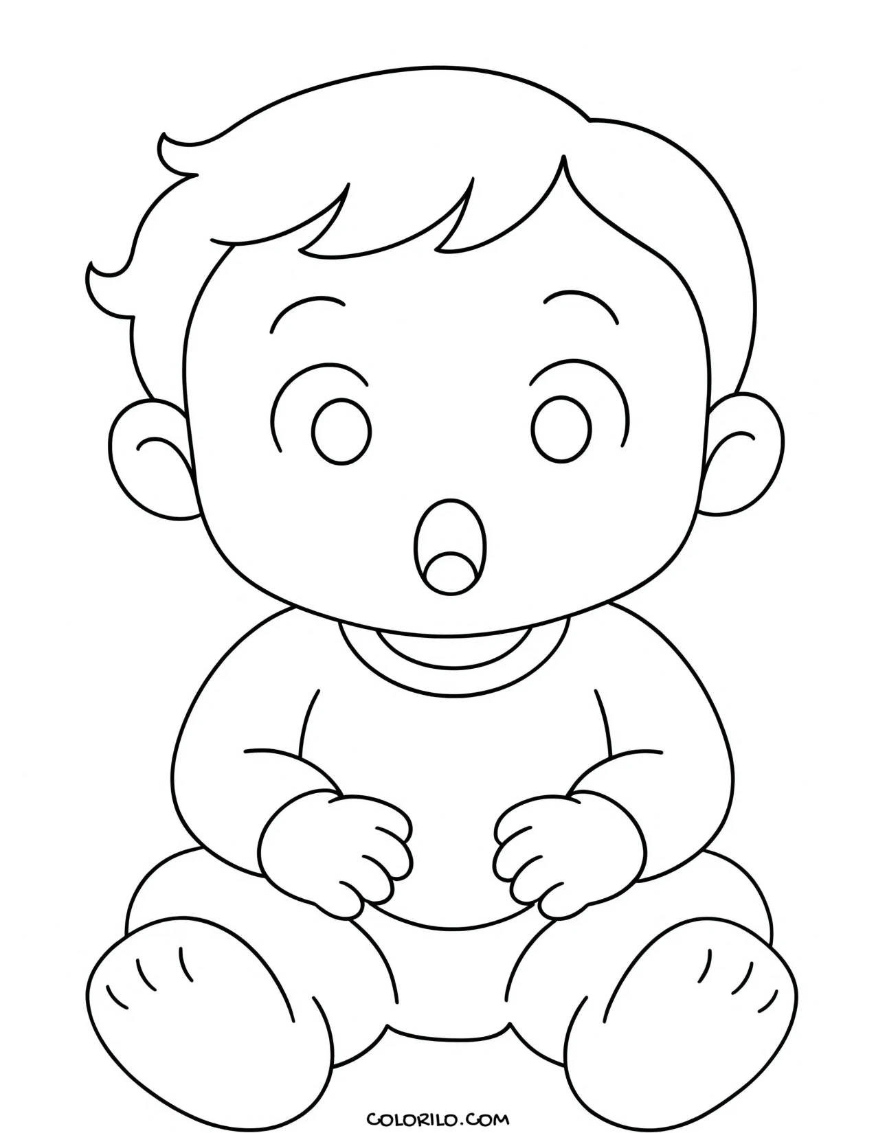 A baby with a surprised face coloring page