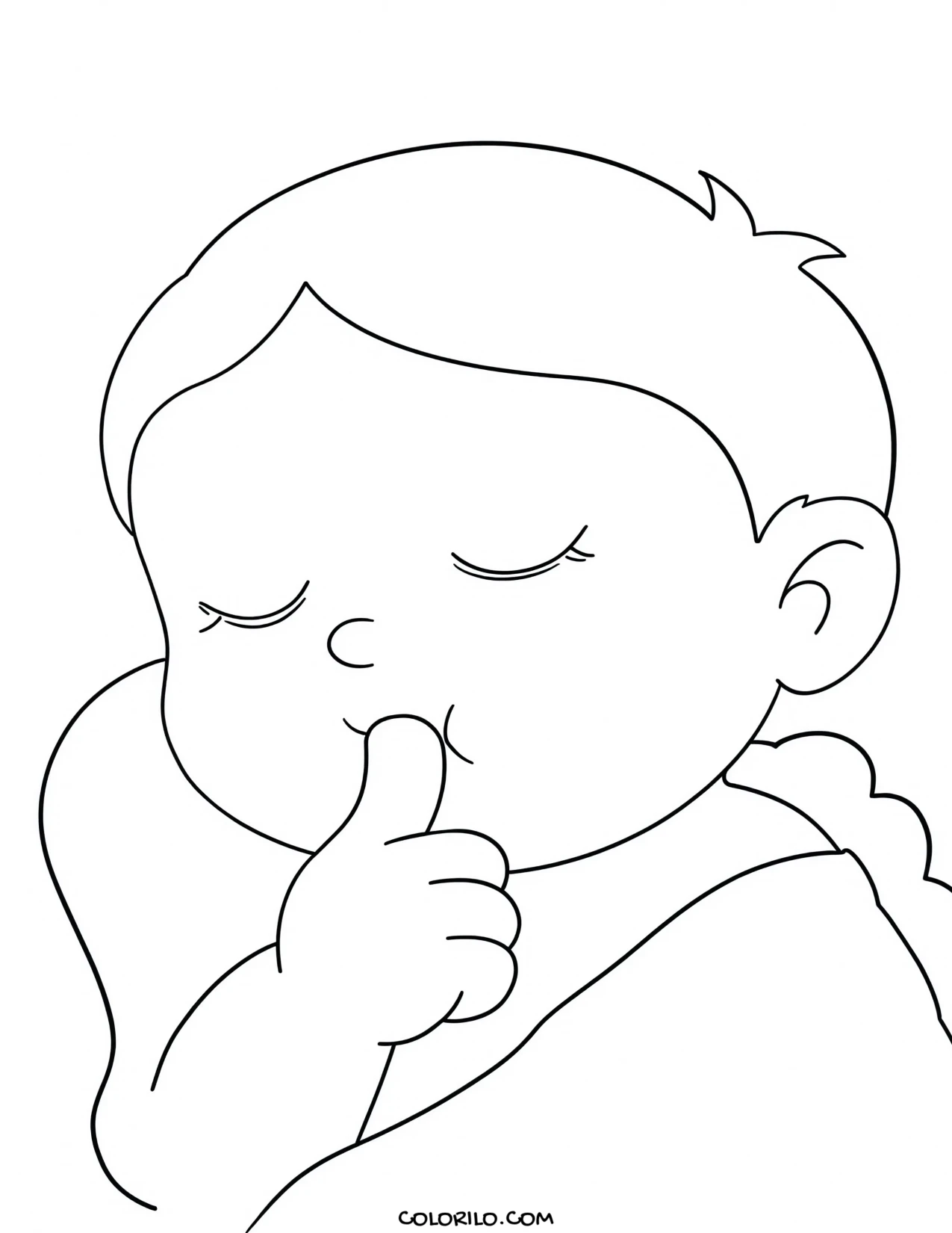 A baby sucking its thumb coloring page