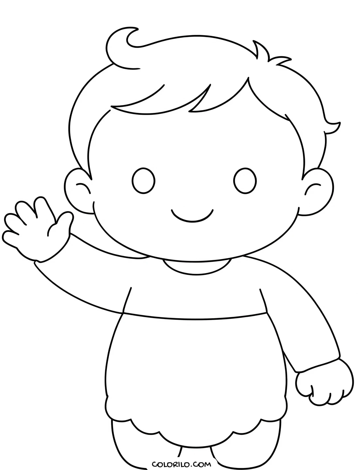 A baby waving hello coloring page