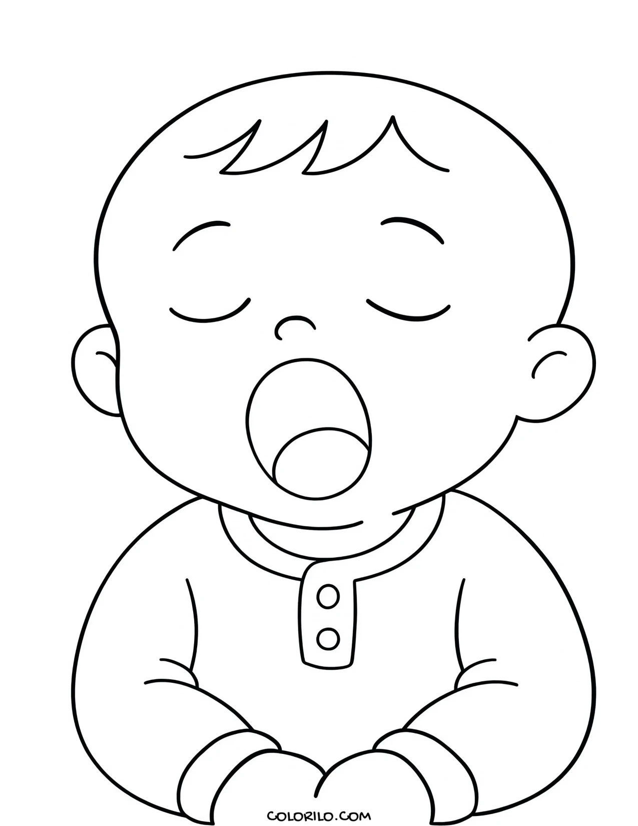 A yawning baby coloring page