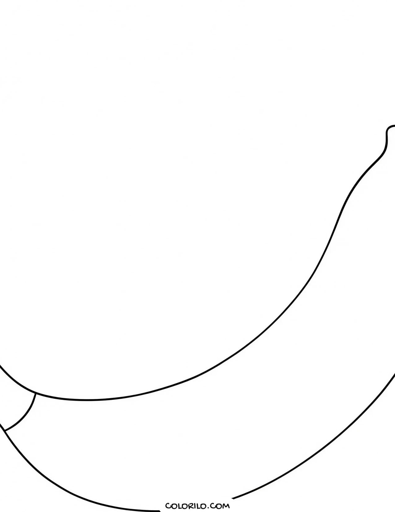 A curved banana in simple outline coloring page