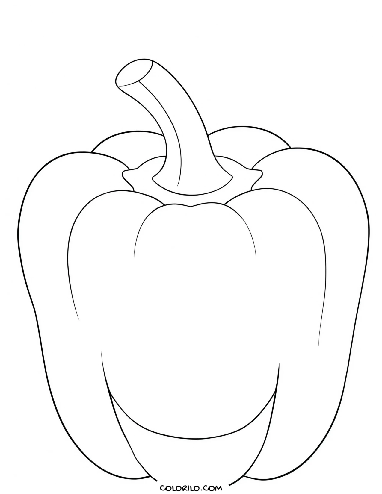 A bell pepper with its stem coloring page