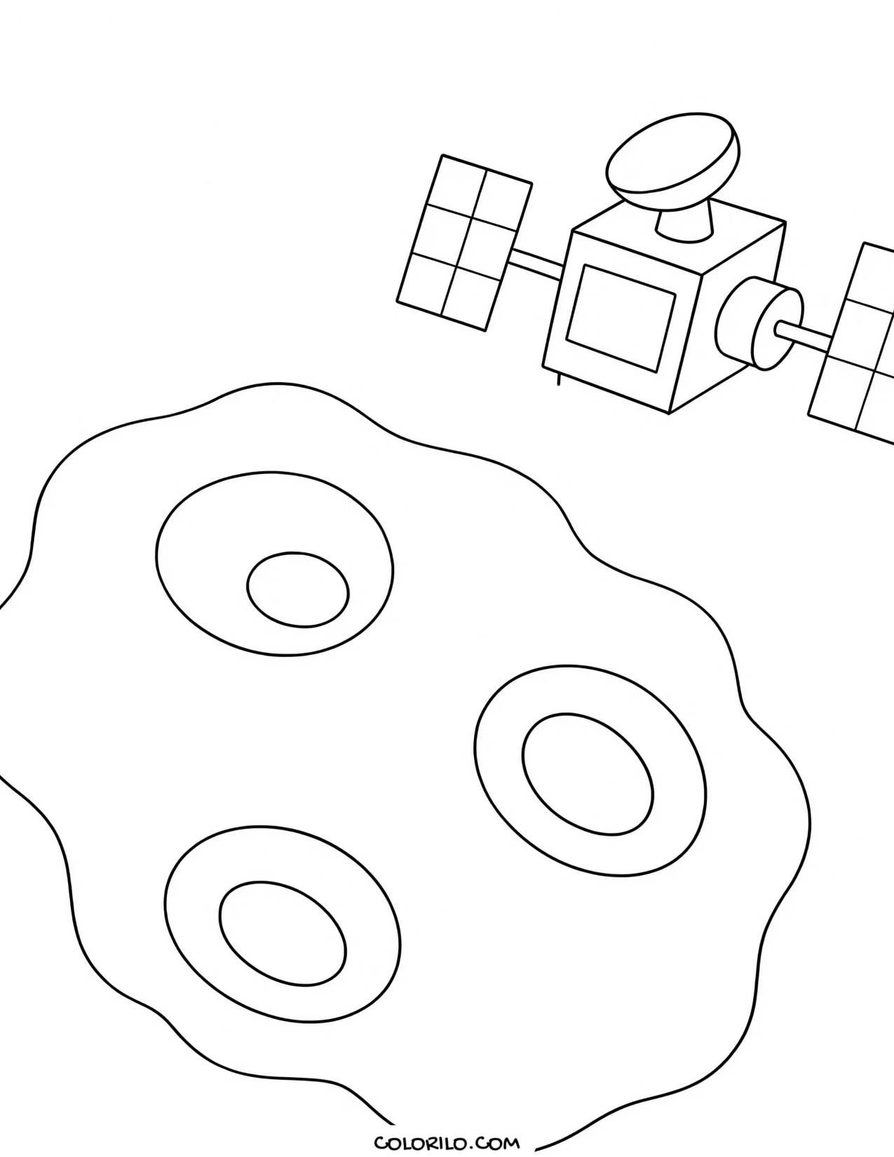 A probe approaching the asteroid Bennu coloring page
