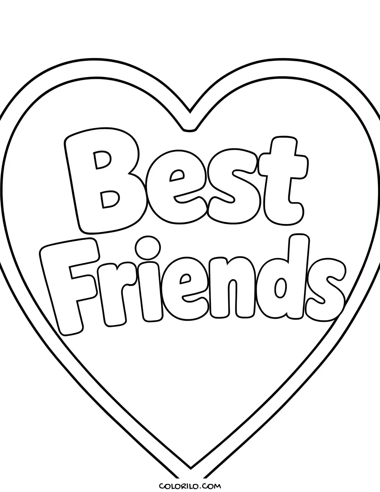 A heart reading Best Friends coloring page